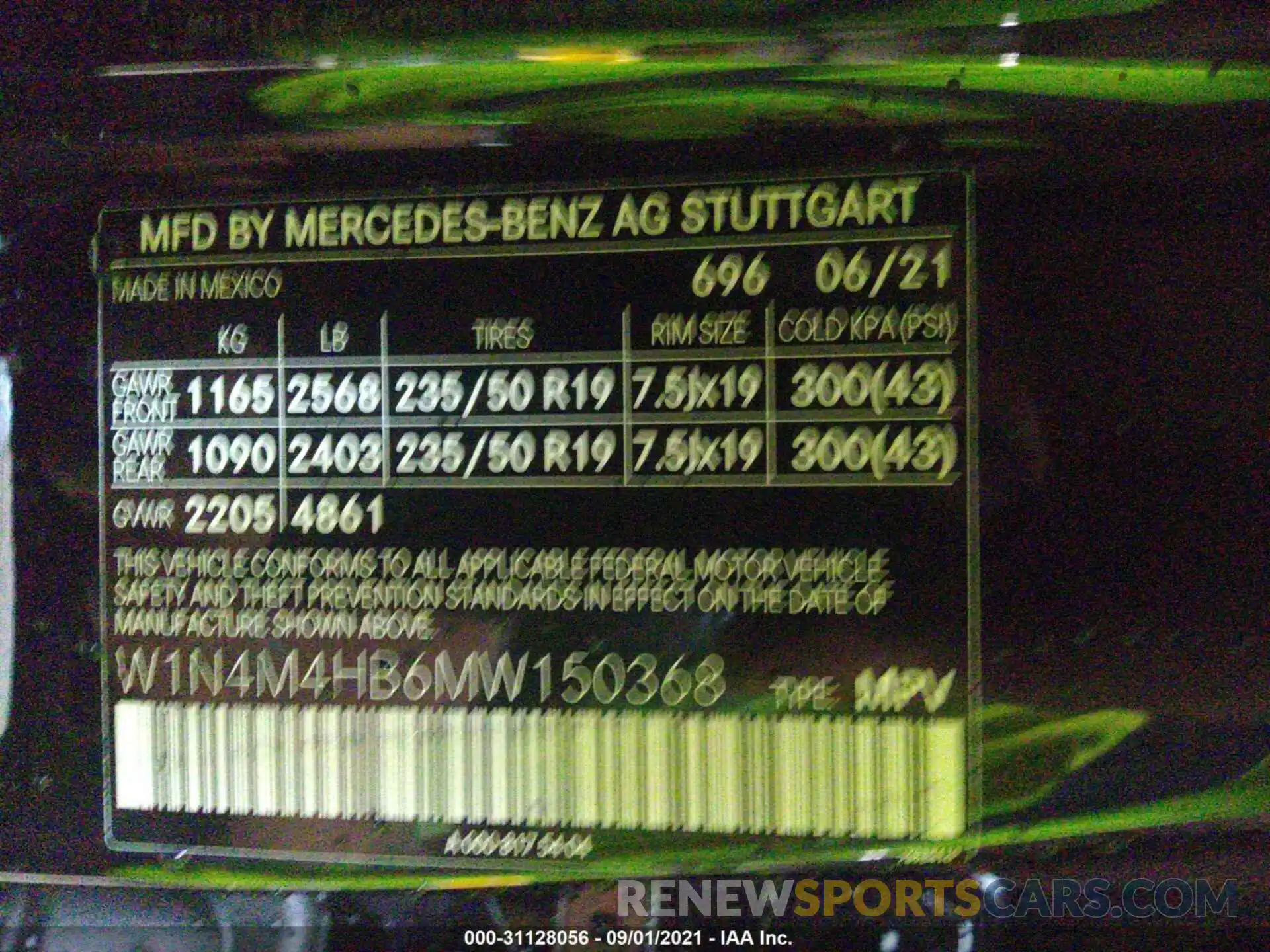 9 Photograph of a damaged car W1N4M4HB6MW150368 MERCEDES-BENZ GLB 2021