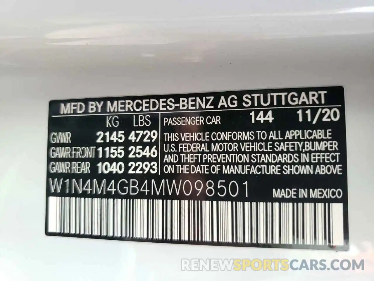 10 Photograph of a damaged car W1N4M4GB4MW098501 MERCEDES-BENZ GLB-CLASS 2021