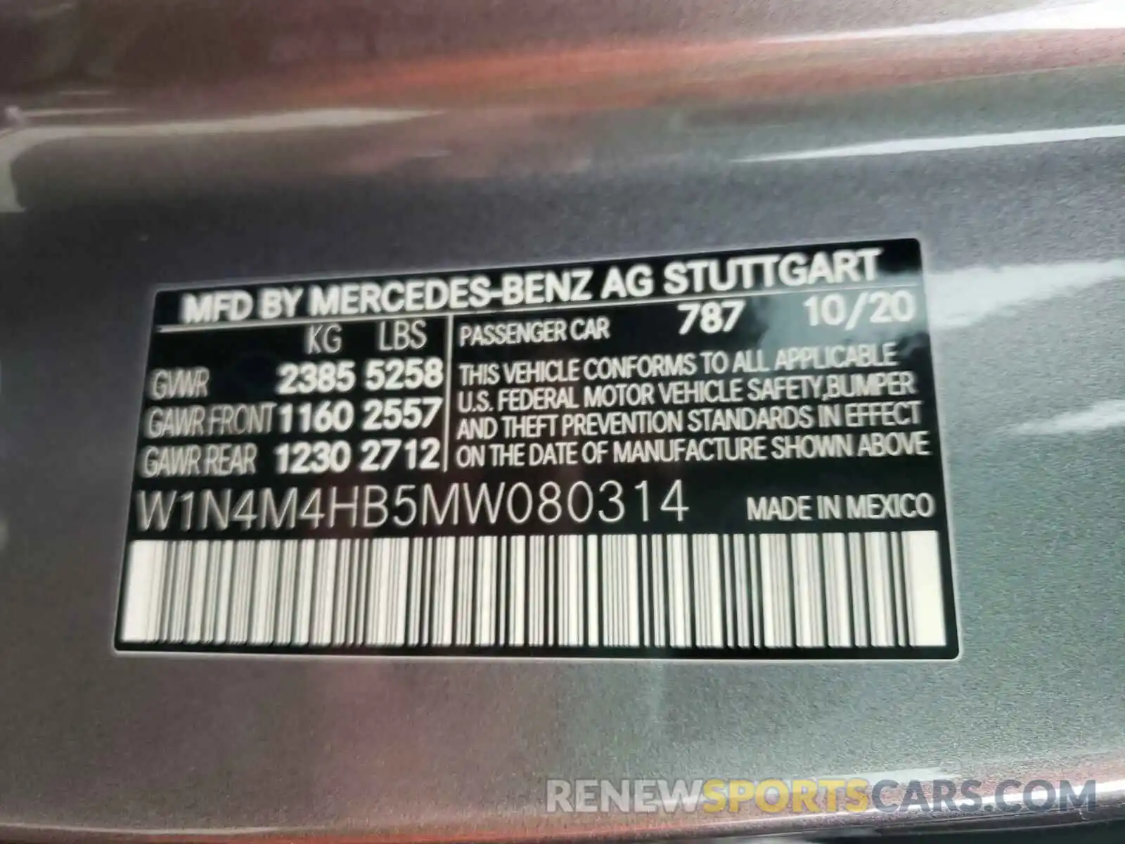 10 Photograph of a damaged car W1N4M4HB5MW080314 MERCEDES-BENZ GLB-CLASS 2021