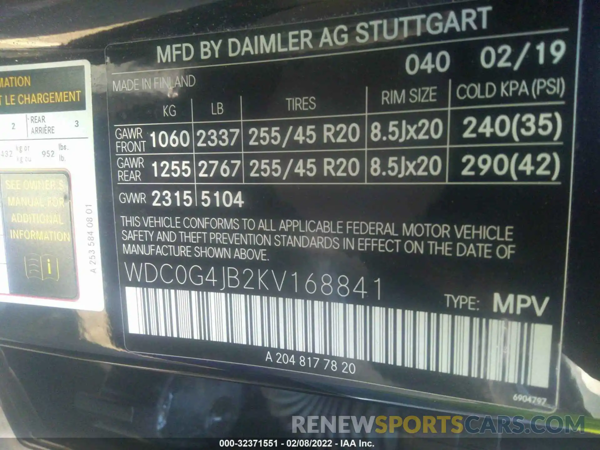 9 Photograph of a damaged car WDC0G4JB2KV168841 MERCEDES-BENZ GLC 2019