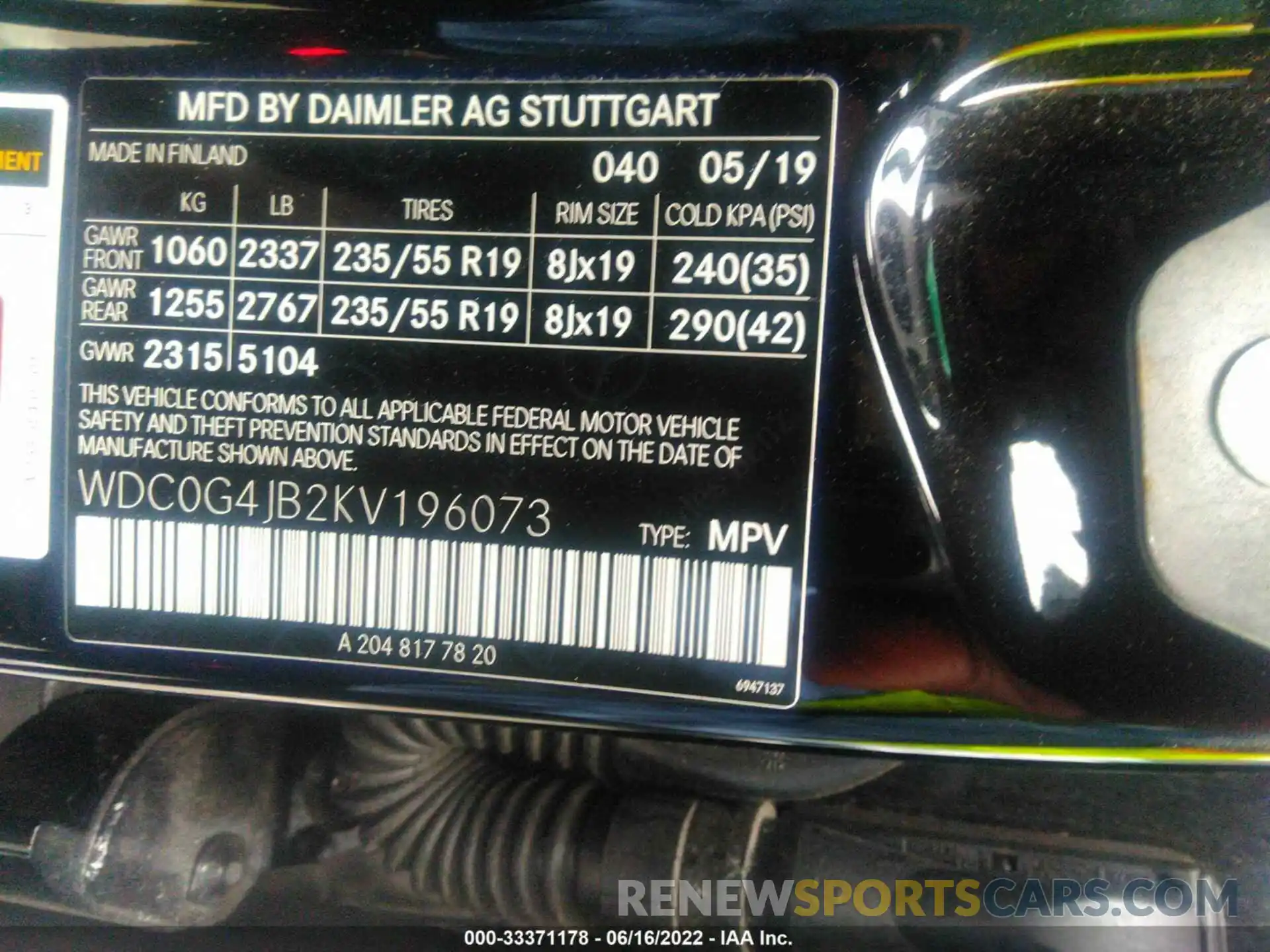 9 Photograph of a damaged car WDC0G4JB2KV196073 MERCEDES-BENZ GLC 2019