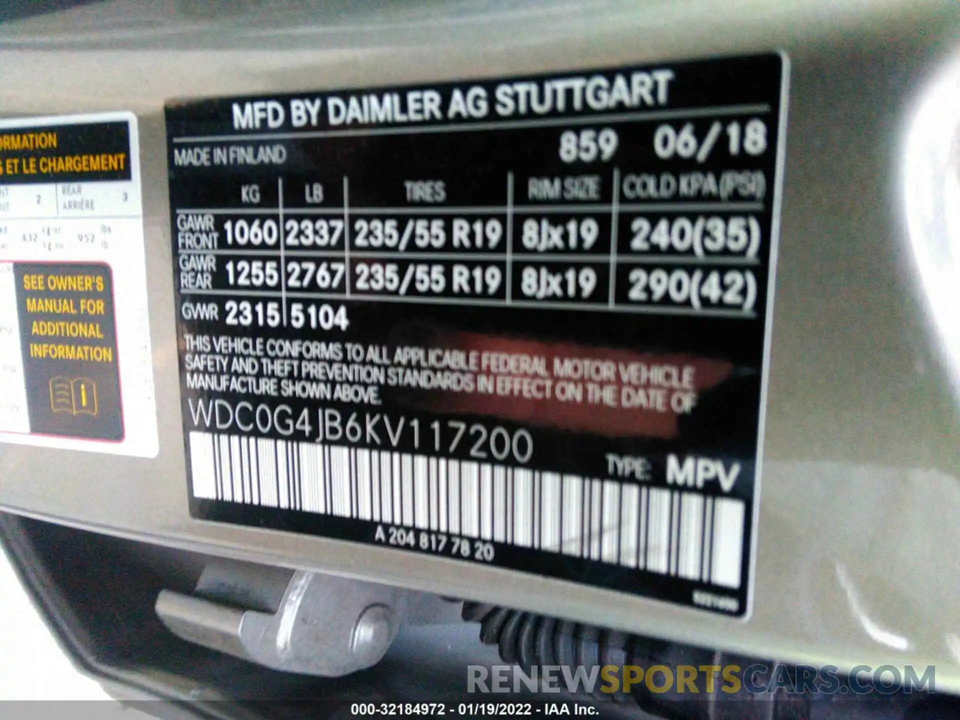 9 Photograph of a damaged car WDC0G4JB6KV117200 MERCEDES-BENZ GLC 2019