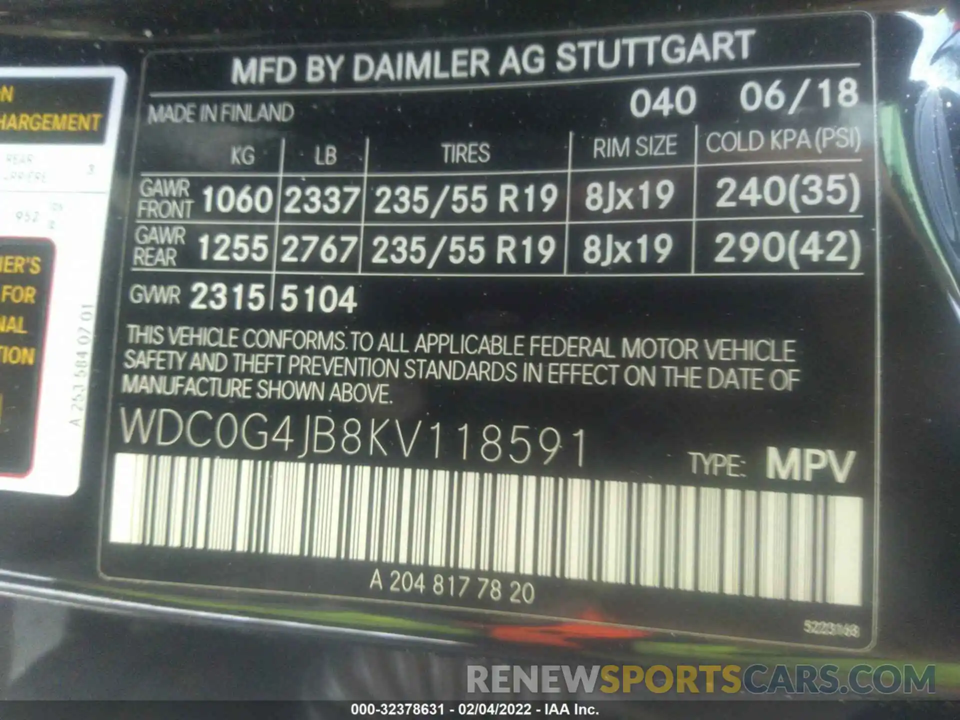 9 Photograph of a damaged car WDC0G4JB8KV118591 MERCEDES-BENZ GLC 2019