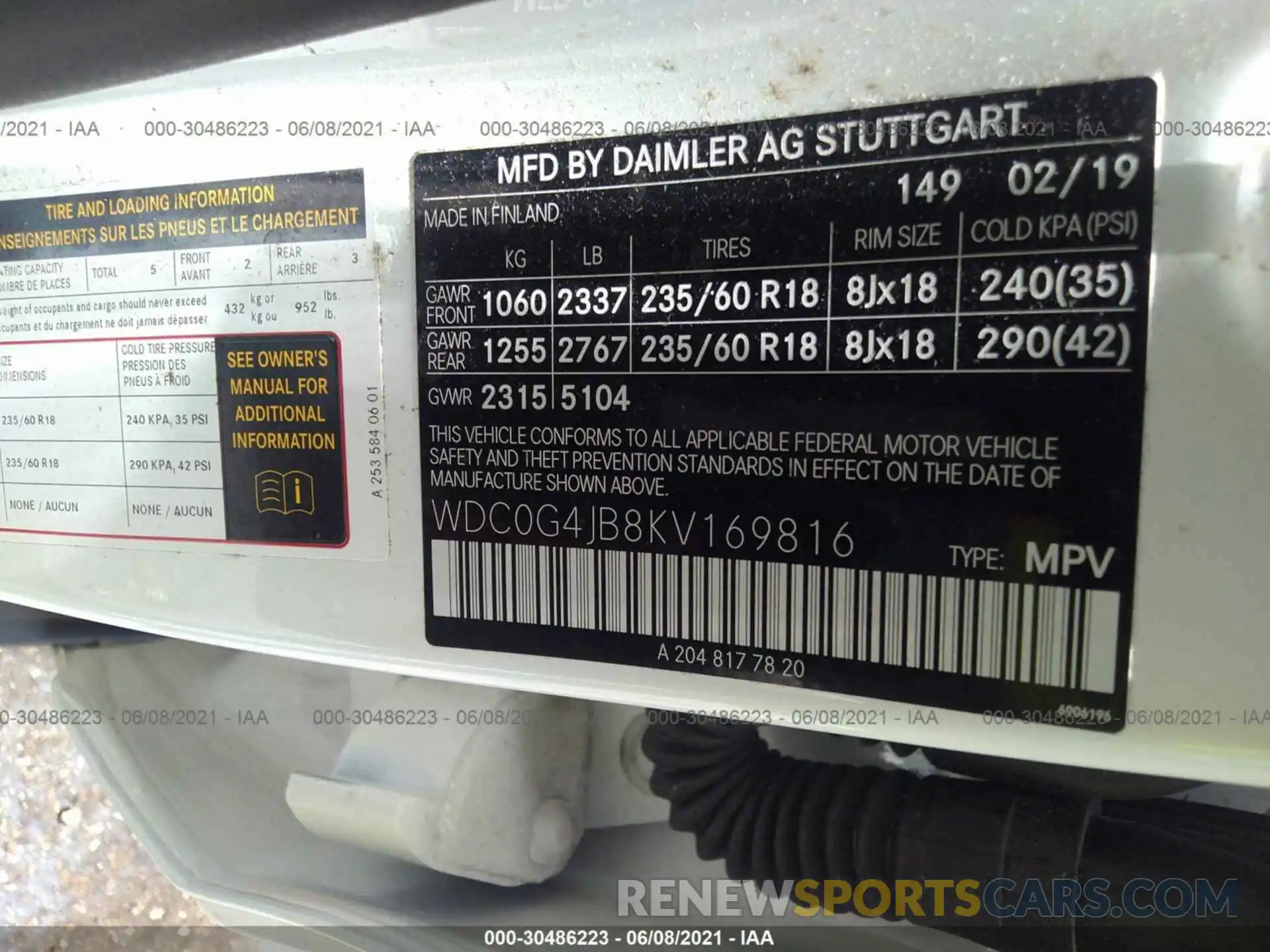 9 Photograph of a damaged car WDC0G4JB8KV169816 MERCEDES-BENZ GLC 2019