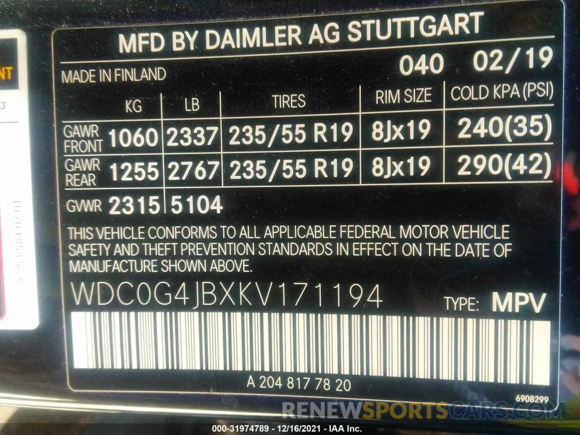 9 Photograph of a damaged car WDC0G4JBXKV171194 MERCEDES-BENZ GLC 2019