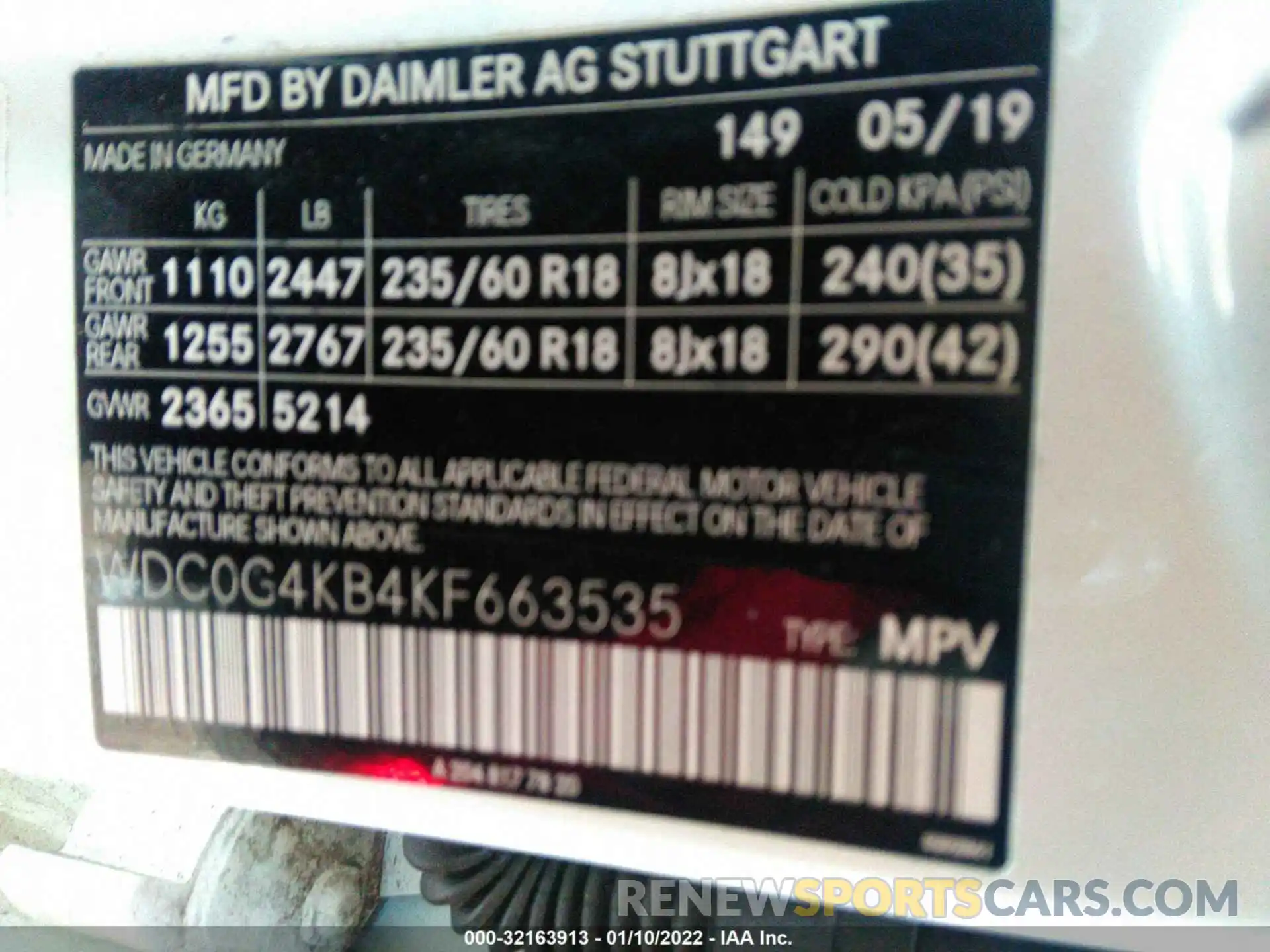 9 Photograph of a damaged car WDC0G4KB4KF663535 MERCEDES-BENZ GLC 2019