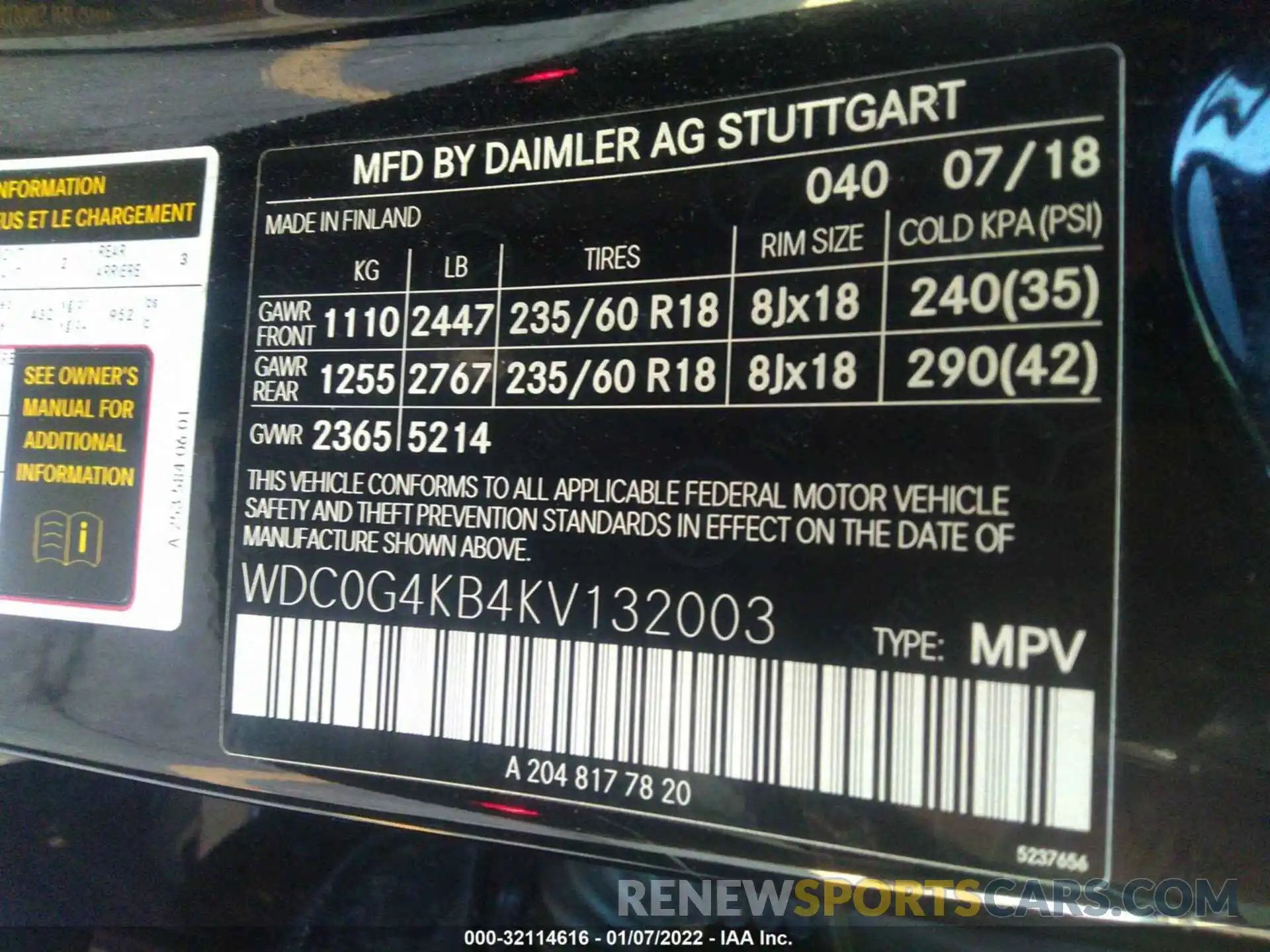 9 Фотография поврежденного автомобиля WDC0G4KB4KV132003 MERCEDES-BENZ GLC 2019