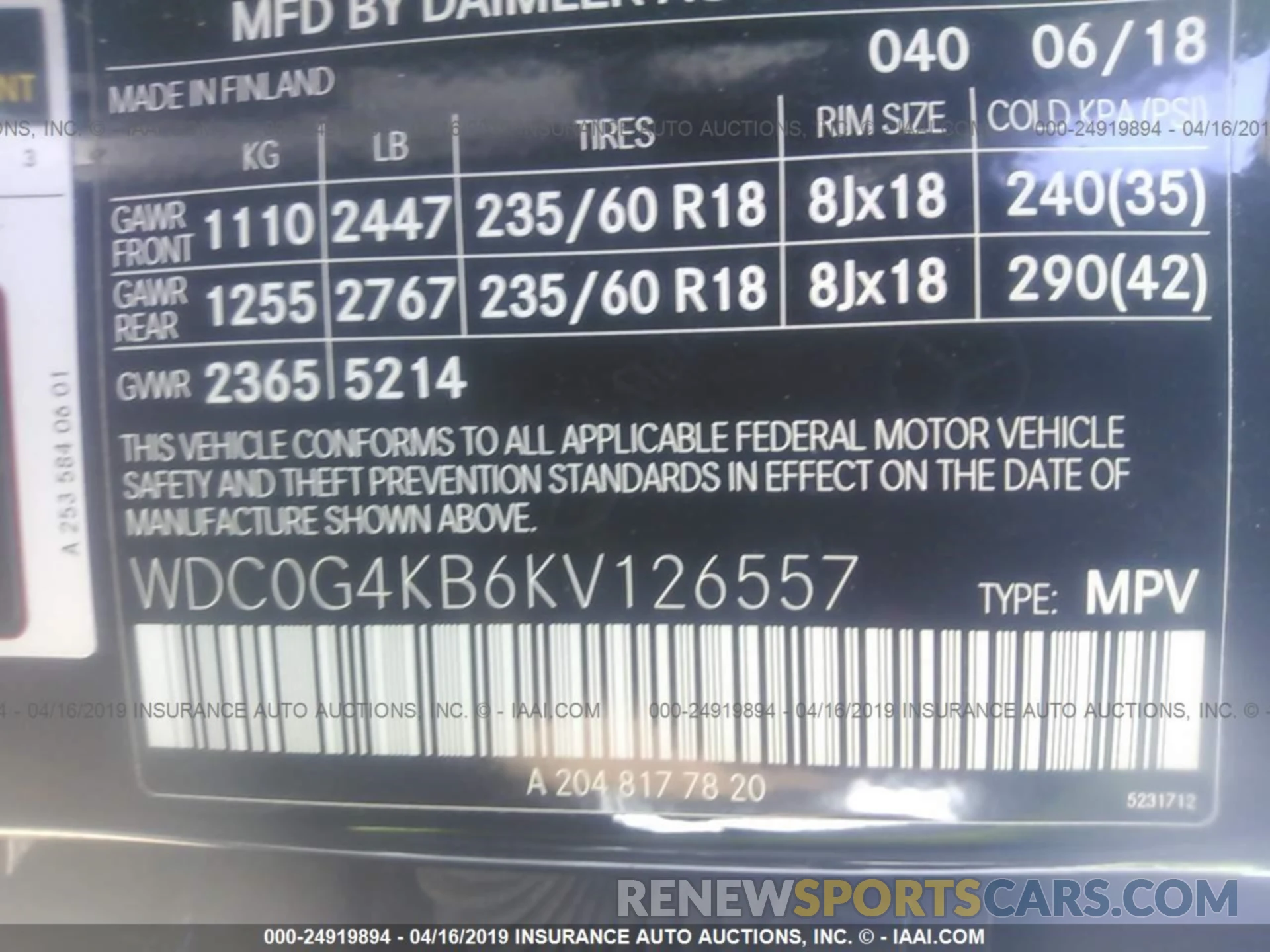 9 Photograph of a damaged car WDC0G4KB6KV126557 MERCEDES-BENZ GLC 2019