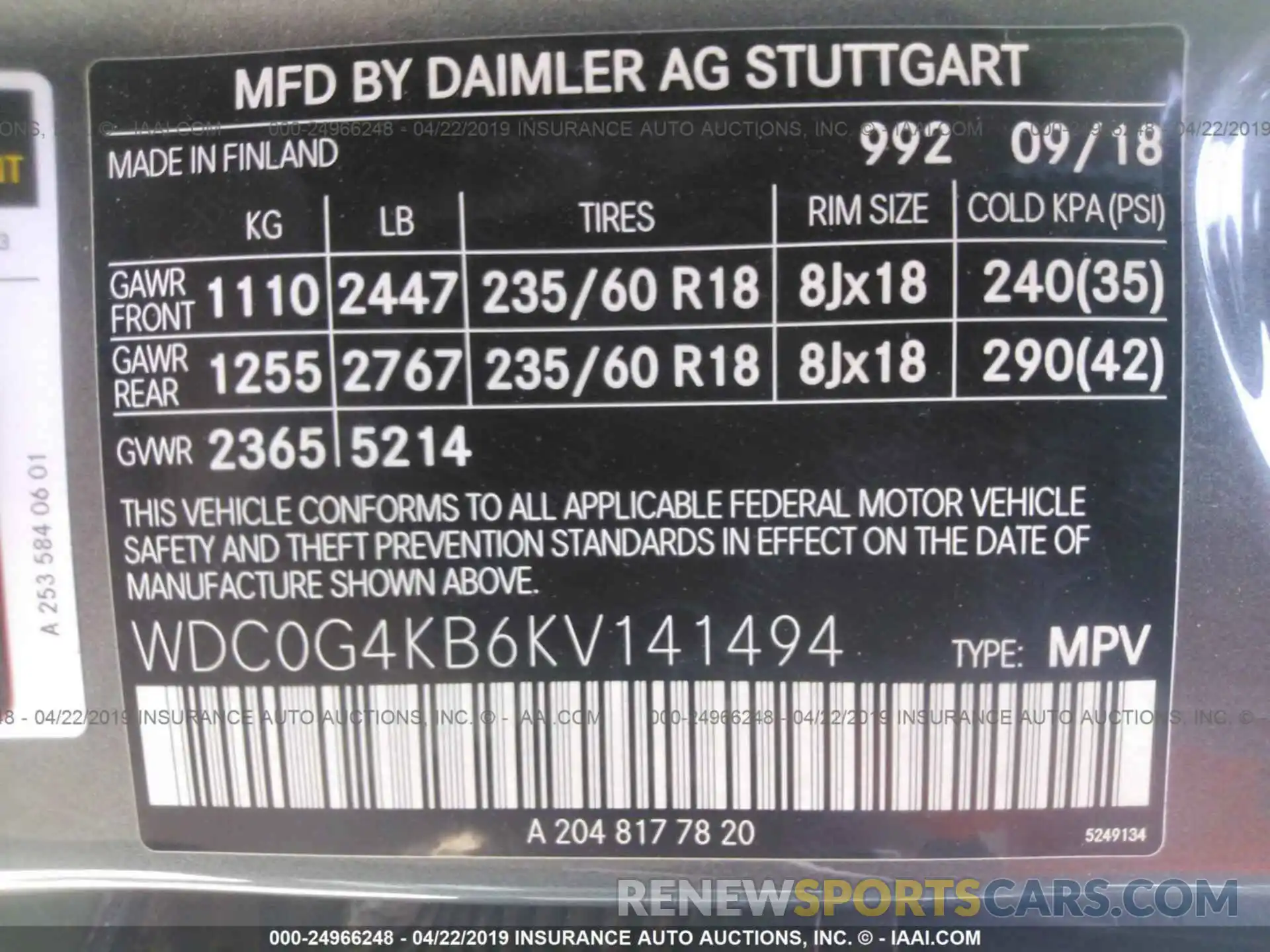 9 Photograph of a damaged car WDC0G4KB6KV141494 MERCEDES-BENZ GLC 2019