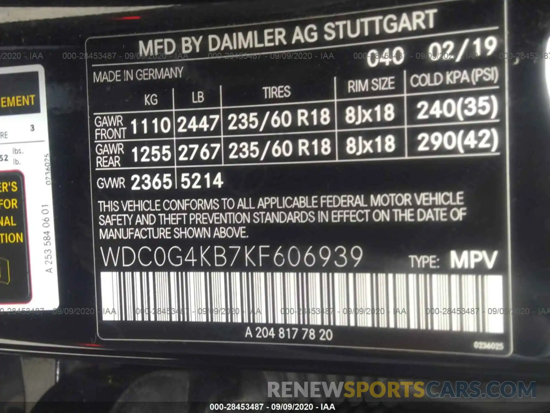 9 Фотография поврежденного автомобиля WDC0G4KB7KF606939 MERCEDES-BENZ GLC 2019