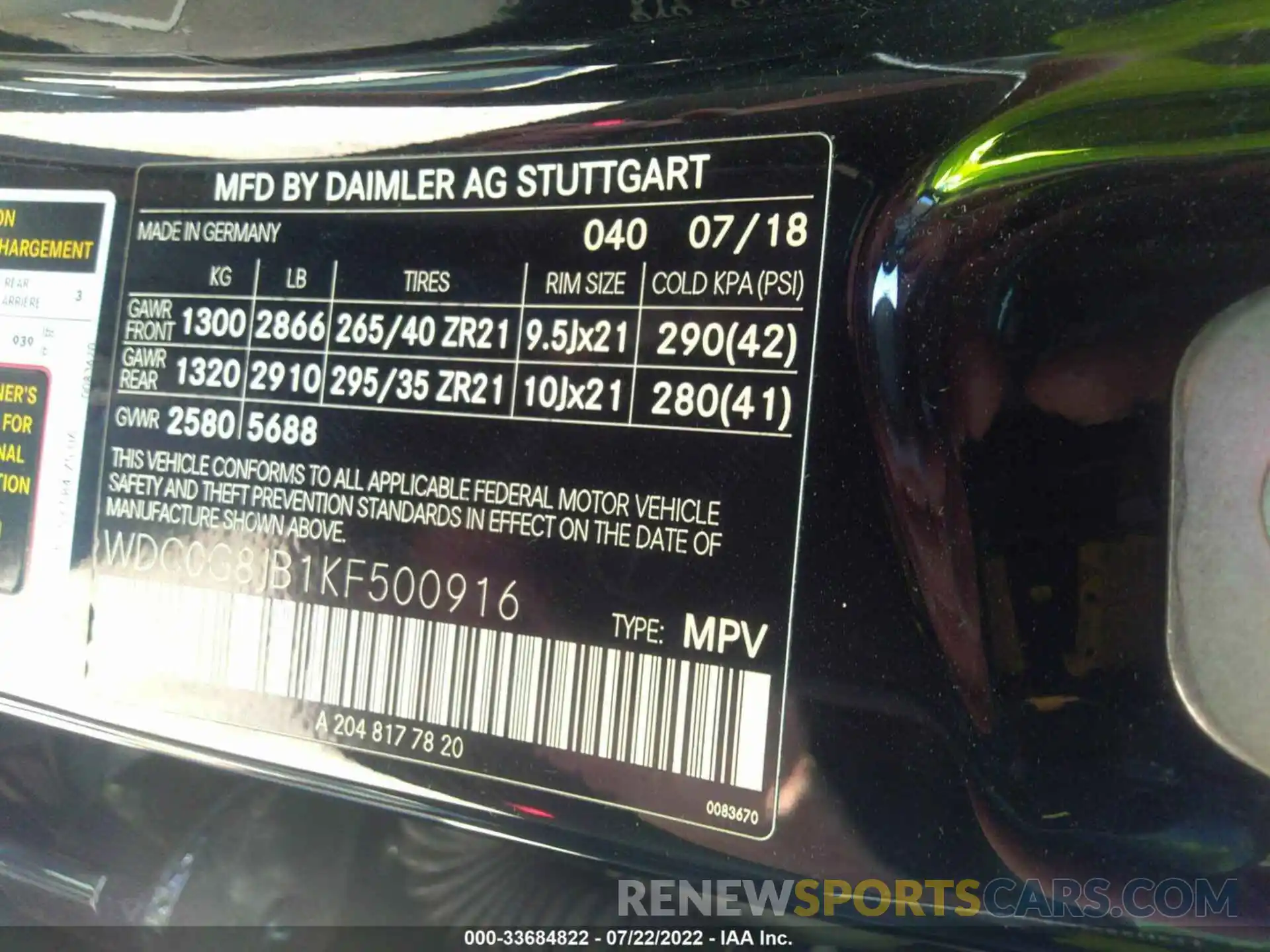 9 Photograph of a damaged car WDC0G8JB1KF500916 MERCEDES-BENZ GLC 2019