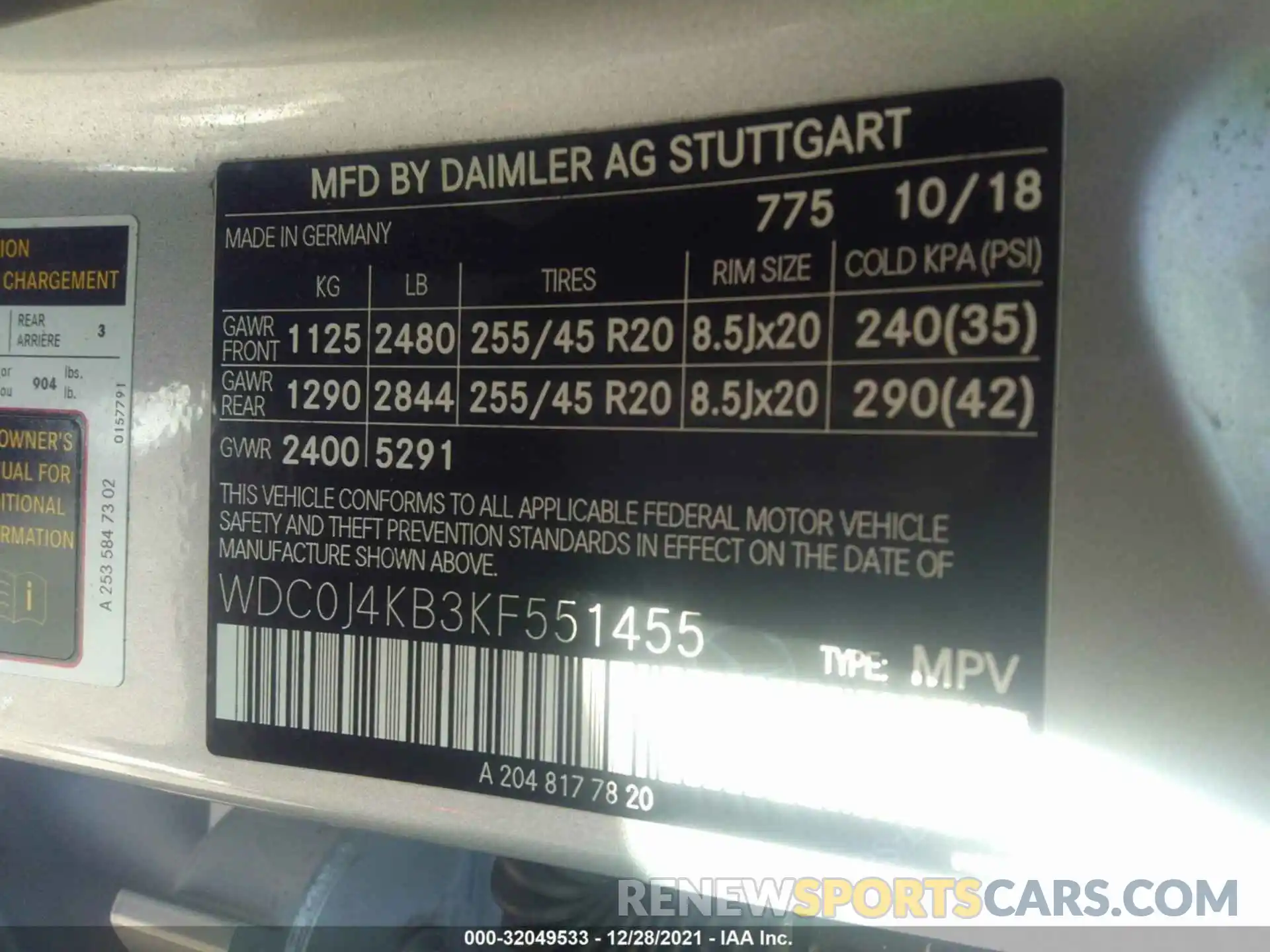 9 Photograph of a damaged car WDC0J4KB3KF551455 MERCEDES-BENZ GLC 2019