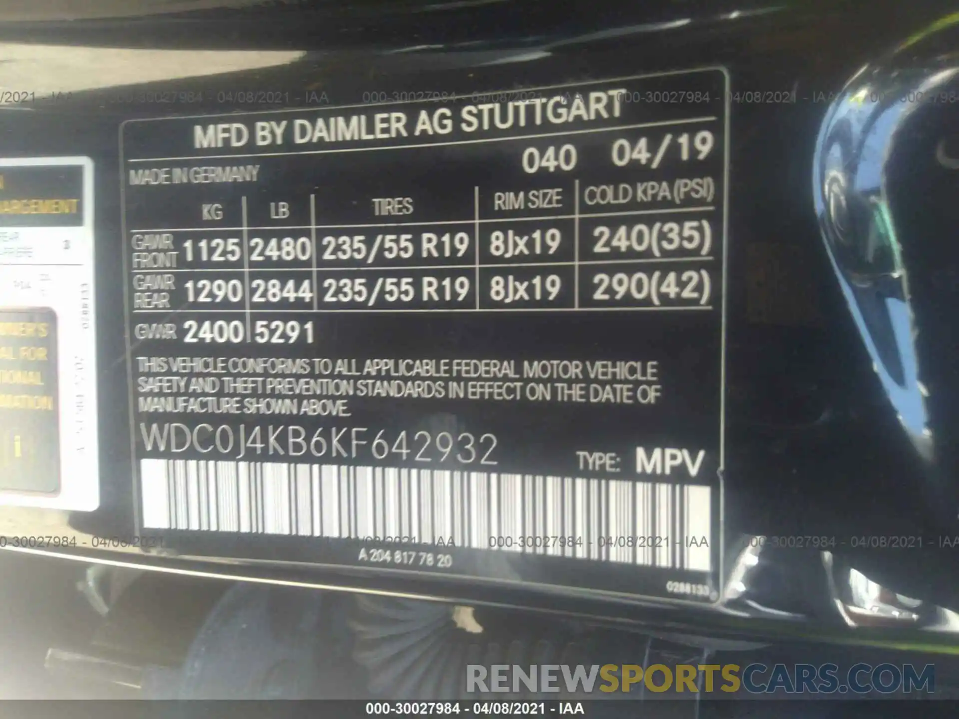 9 Photograph of a damaged car WDC0J4KB6KF642932 MERCEDES-BENZ GLC 2019