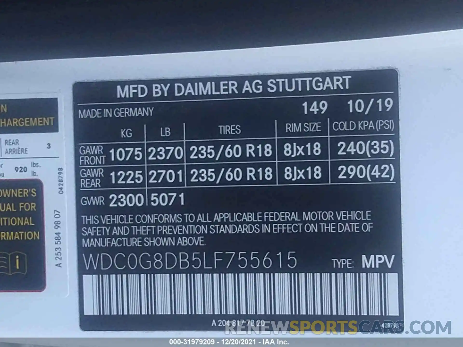 9 Фотография поврежденного автомобиля WDC0G8DB5LF755615 MERCEDES-BENZ GLC 2020