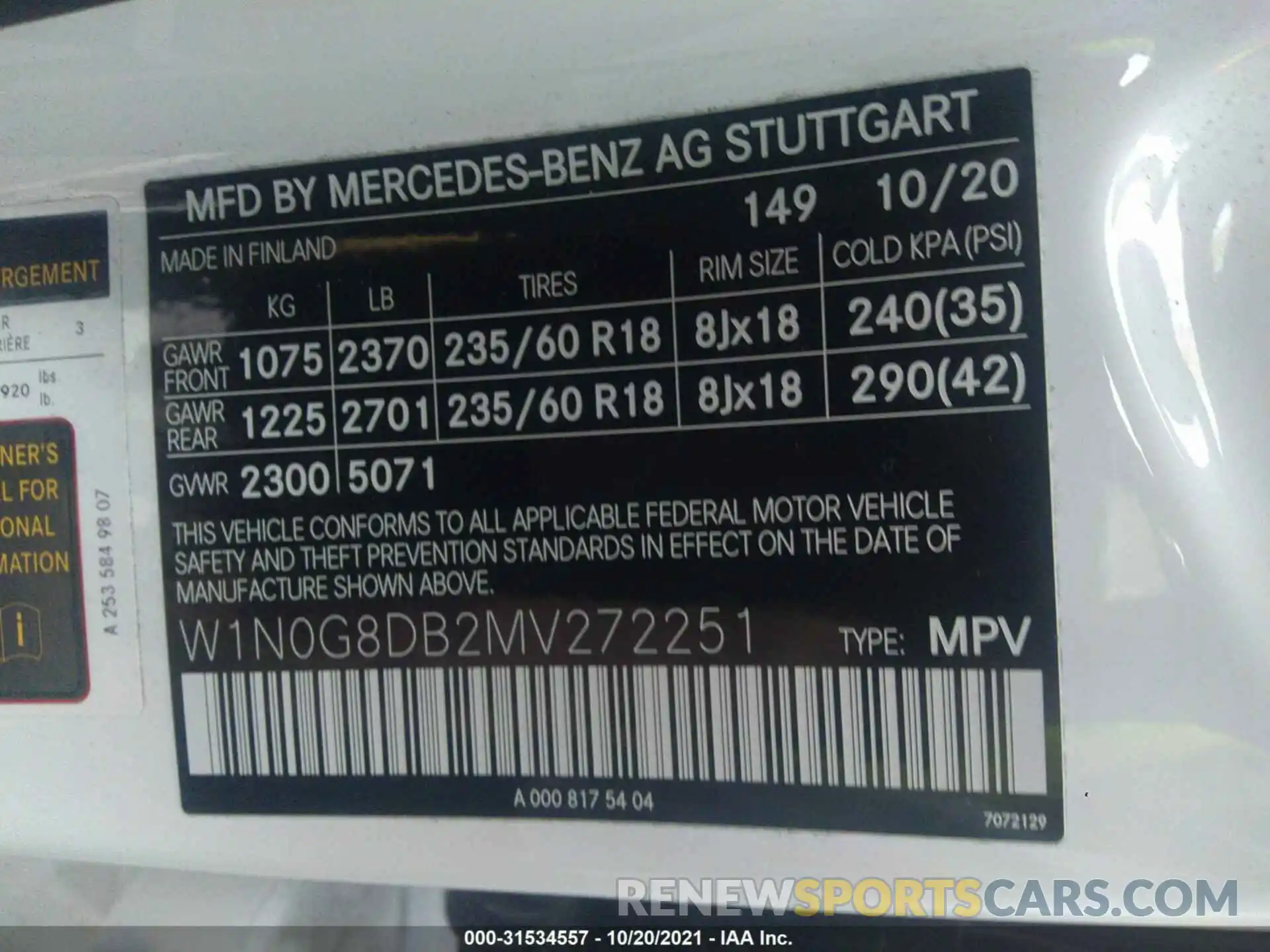 9 Фотография поврежденного автомобиля W1N0G8DB2MV272251 MERCEDES-BENZ GLC 2021