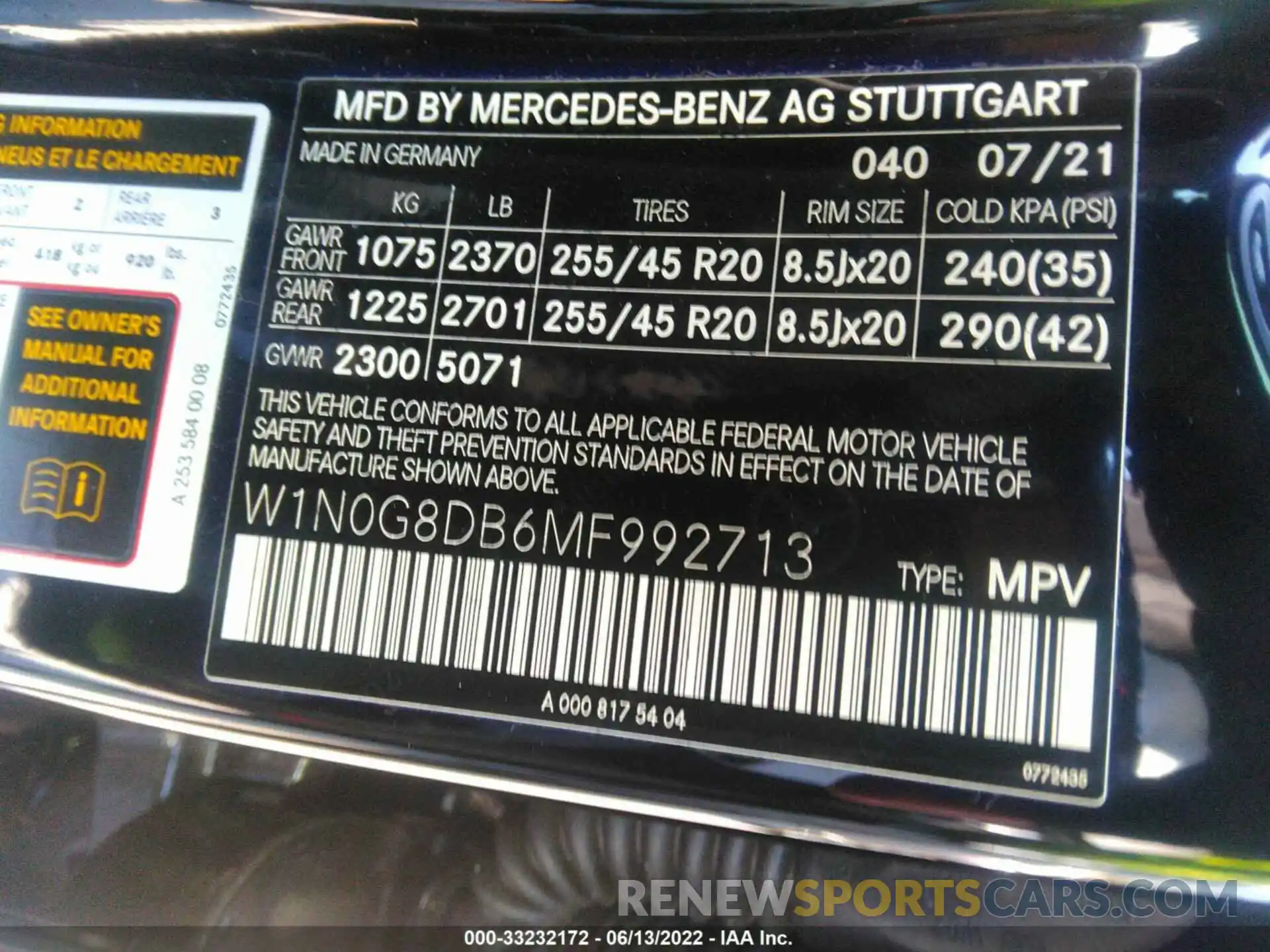 9 Photograph of a damaged car W1N0G8DB6MF992713 MERCEDES-BENZ GLC 2021