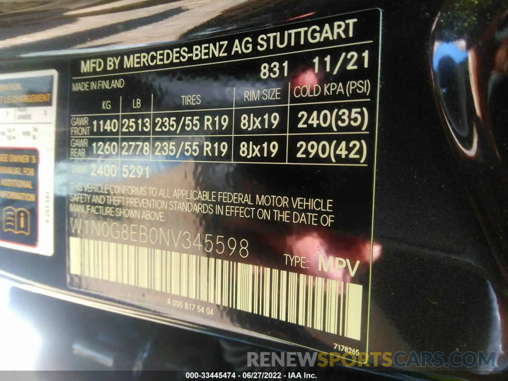 9 Фотография поврежденного автомобиля W1N0G8EB0NV345598 MERCEDES-BENZ GLC 2022