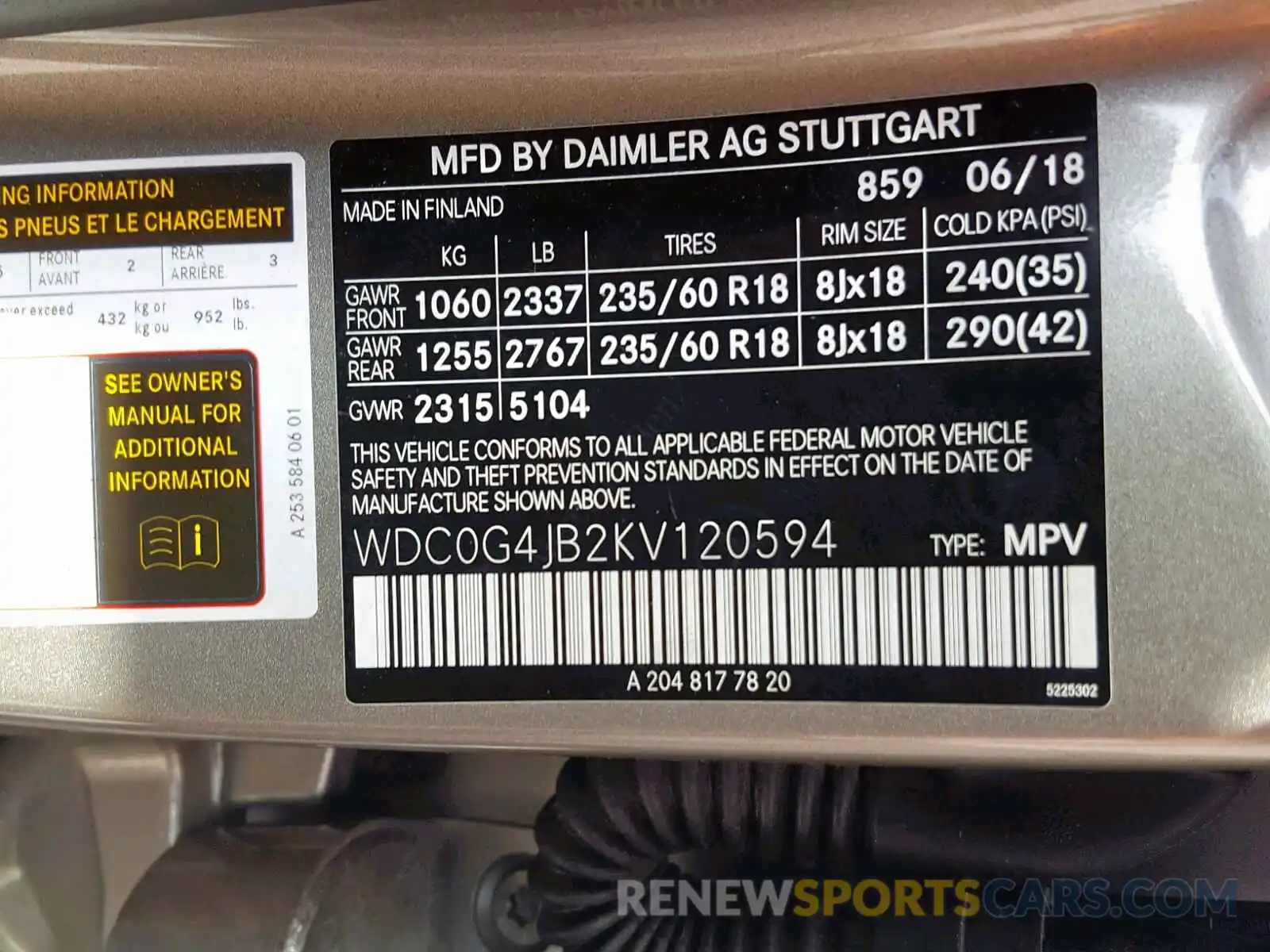 10 Фотография поврежденного автомобиля WDC0G4JB2KV120594 MERCEDES-BENZ GLC 300 2019