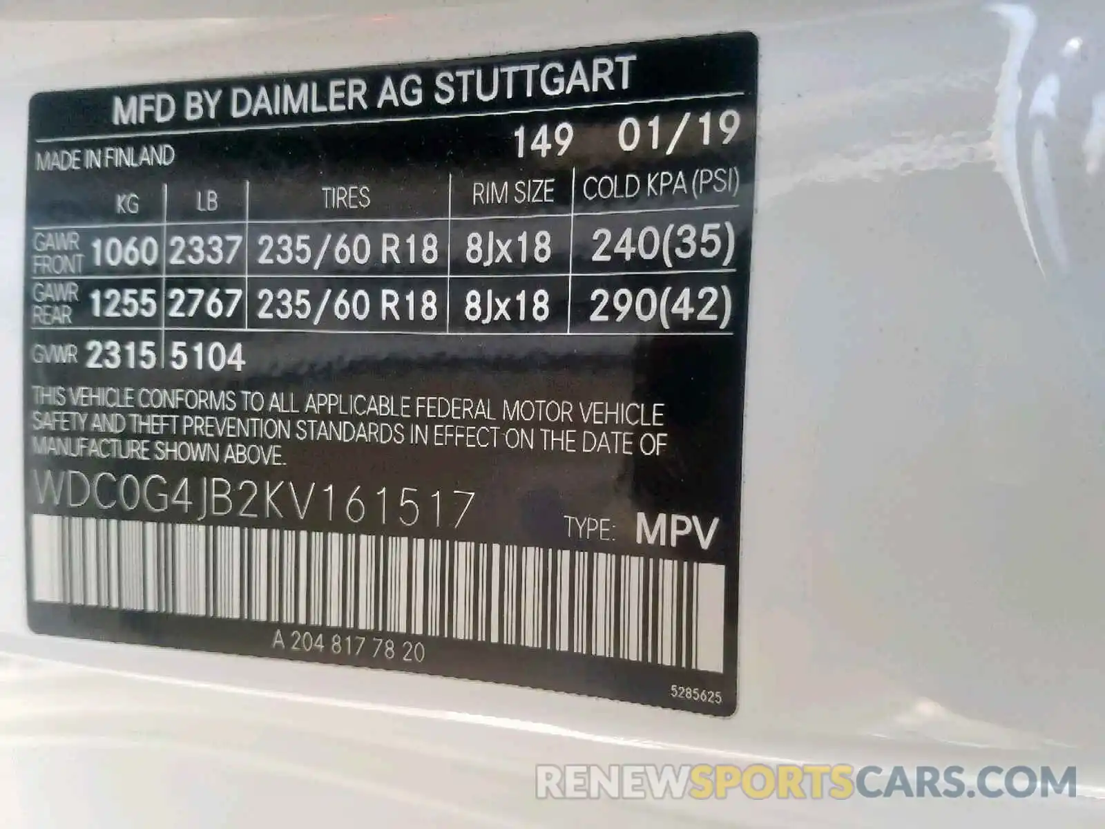 10 Фотография поврежденного автомобиля WDC0G4JB2KV161517 MERCEDES-BENZ GLC 300 2019