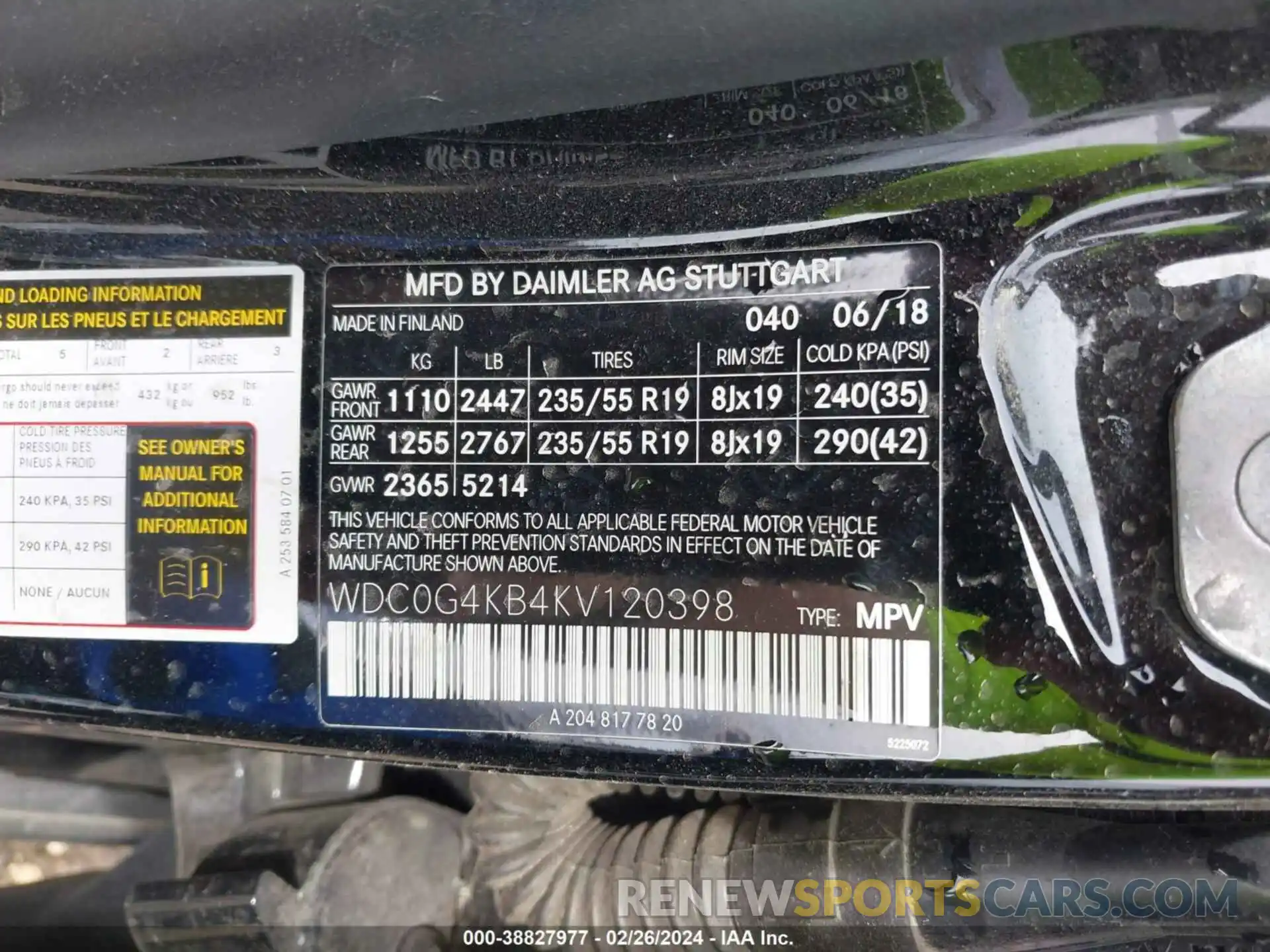 9 Фотография поврежденного автомобиля WDC0G4KB4KV120398 MERCEDES-BENZ GLC 300 2019