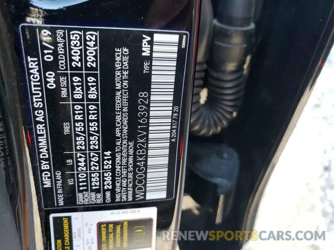 10 Photograph of a damaged car WDC0G4KB2KV163928 MERCEDES-BENZ GLC-CLASS 2019