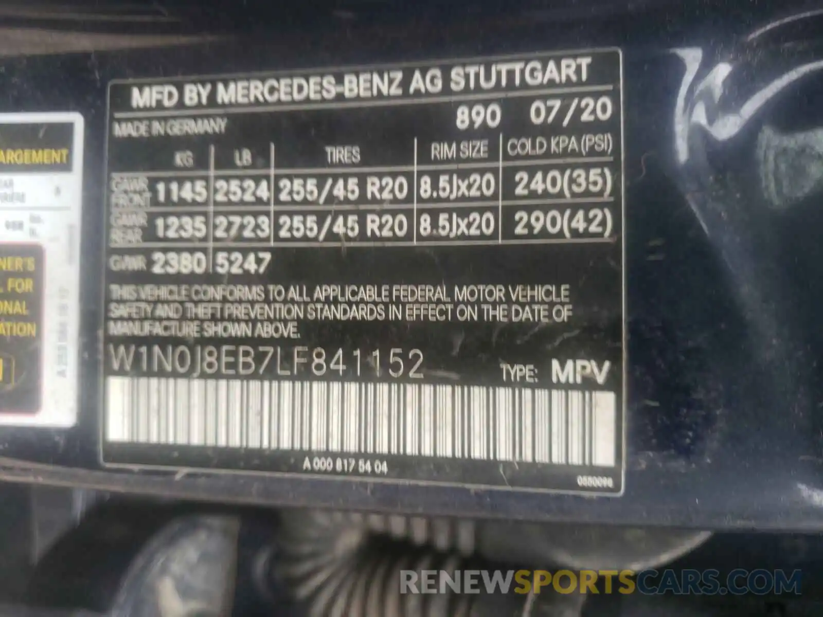 10 Фотография поврежденного автомобиля W1N0J8EB7LF841152 MERCEDES-BENZ GLC-CLASS 2020