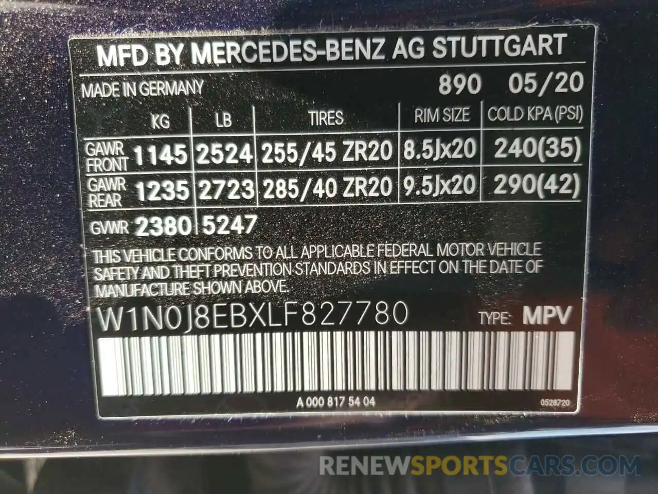 10 Фотография поврежденного автомобиля W1N0J8EBXLF827780 MERCEDES-BENZ GLC-CLASS 2020