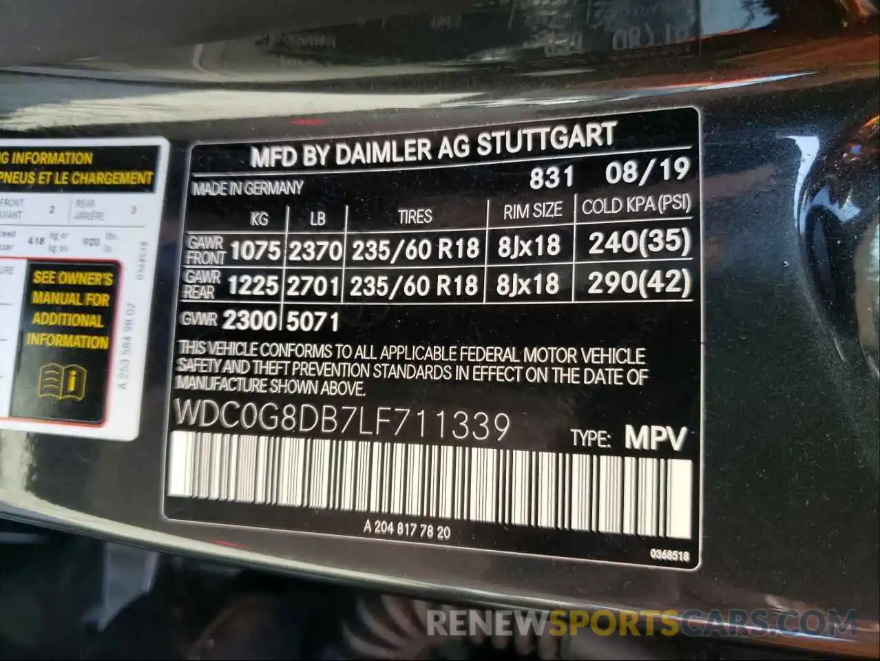 10 Фотография поврежденного автомобиля WDC0G8DB7LF711339 MERCEDES-BENZ GLC-CLASS 2020