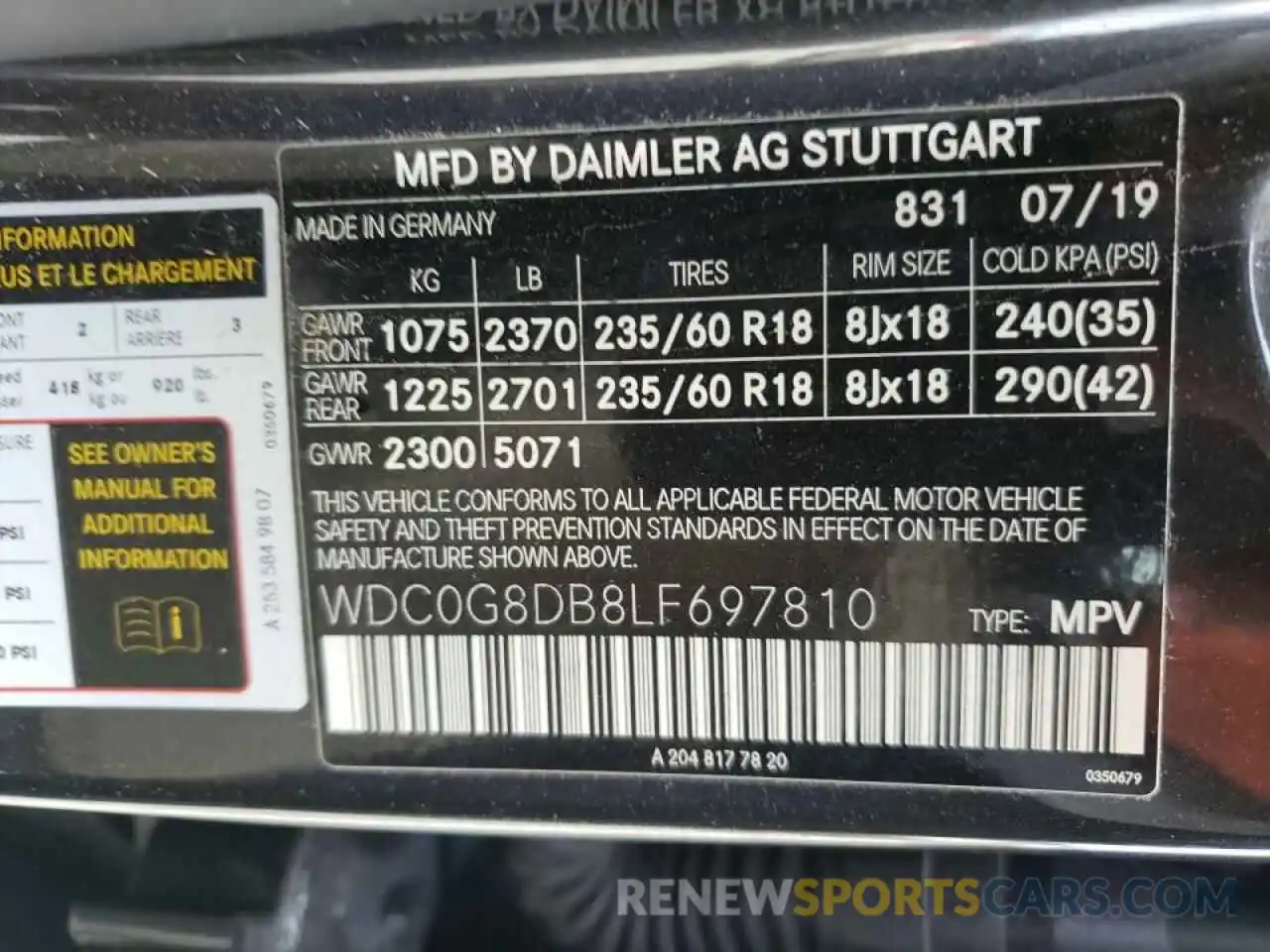 10 Фотография поврежденного автомобиля WDC0G8DB8LF697810 MERCEDES-BENZ GLC-CLASS 2020