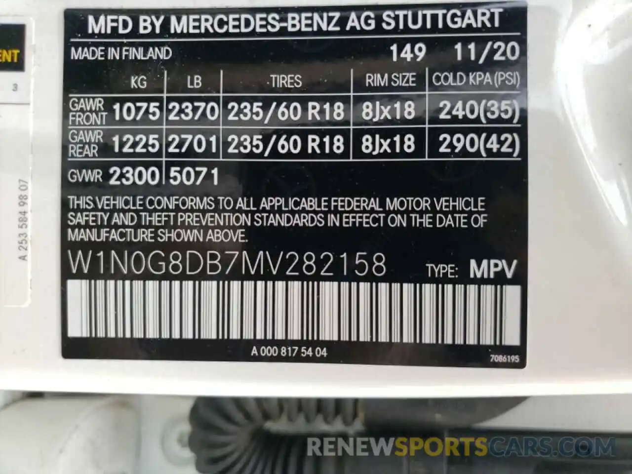 10 Photograph of a damaged car W1N0G8DB7MV282158 MERCEDES-BENZ GLC-CLASS 2021