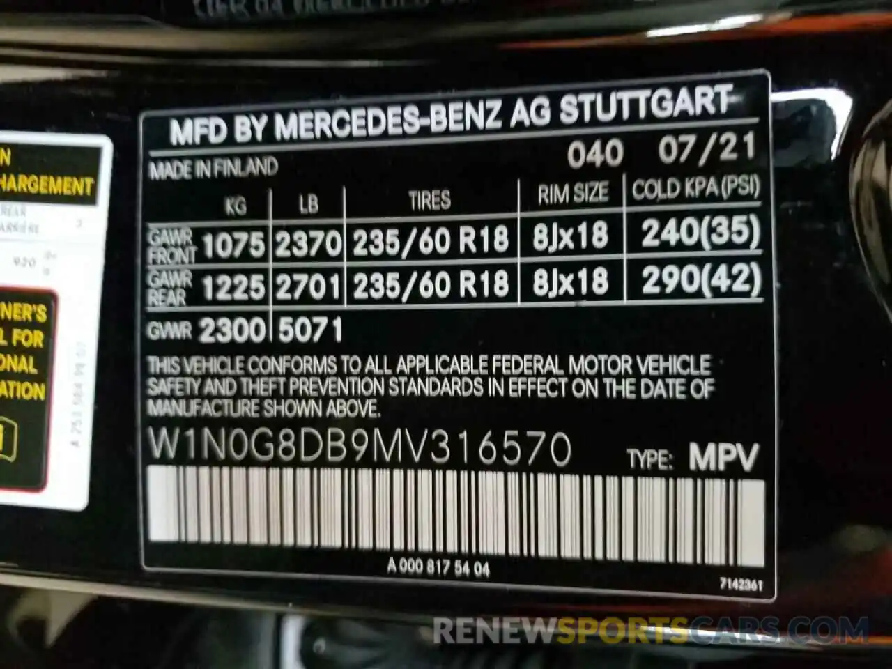 10 Фотография поврежденного автомобиля W1N0G8DB9MV316570 MERCEDES-BENZ GLC-CLASS 2021