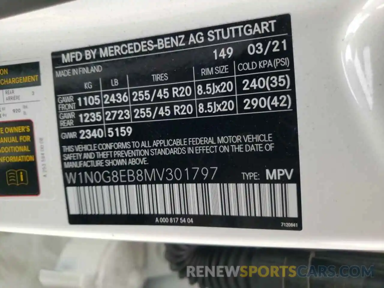 10 Фотография поврежденного автомобиля W1N0G8EB8MV301797 MERCEDES-BENZ GLC-CLASS 2021