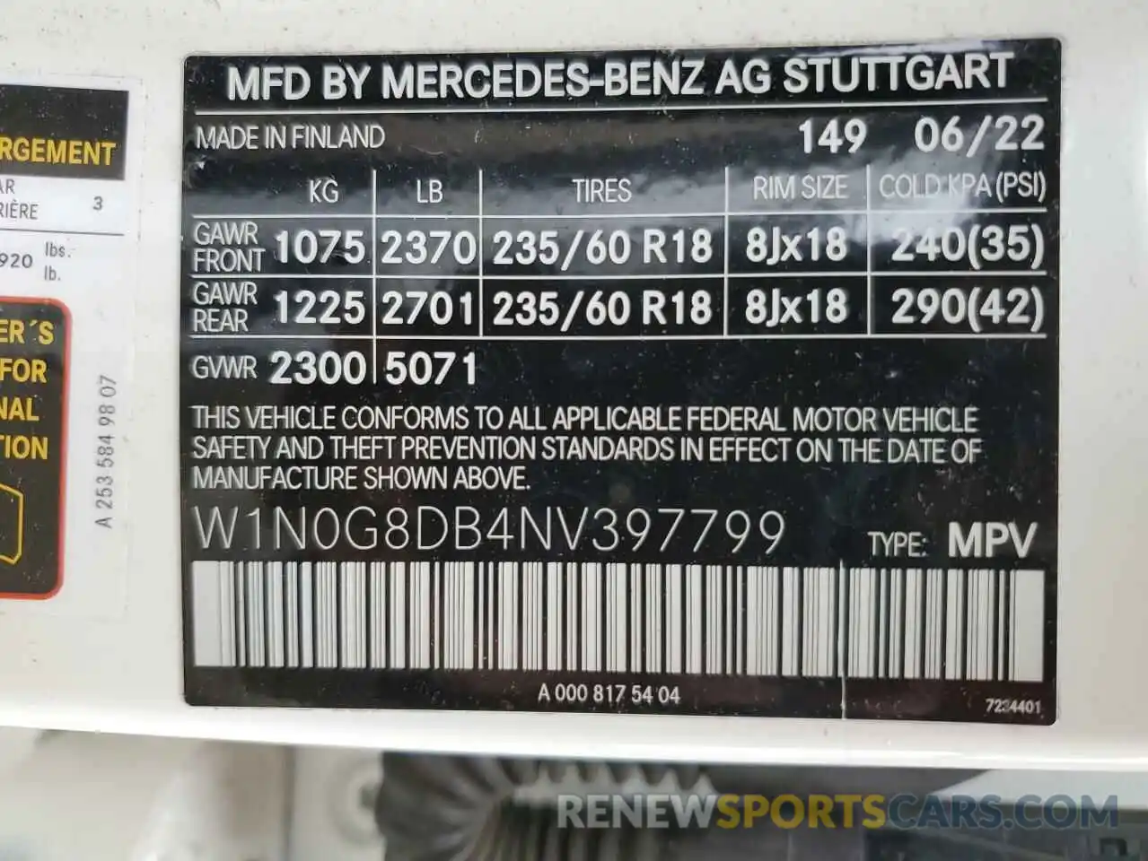 13 Фотография поврежденного автомобиля W1N0G8DB4NV397799 MERCEDES-BENZ GLC-CLASS 2022