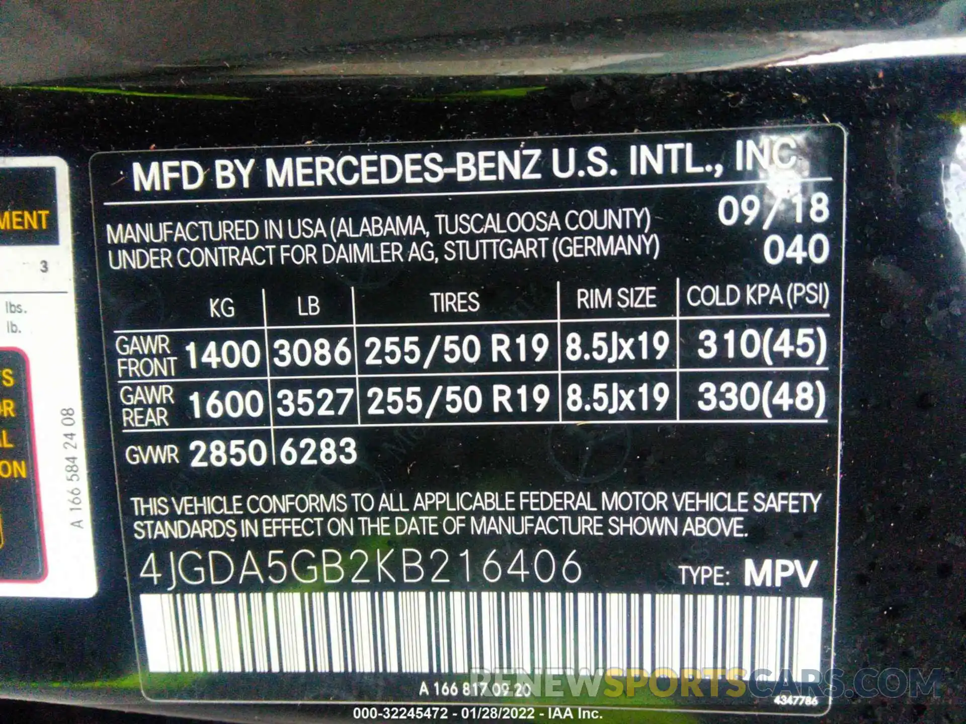 9 Photograph of a damaged car 4JGDA5GB2KB216406 MERCEDES-BENZ GLE 2019