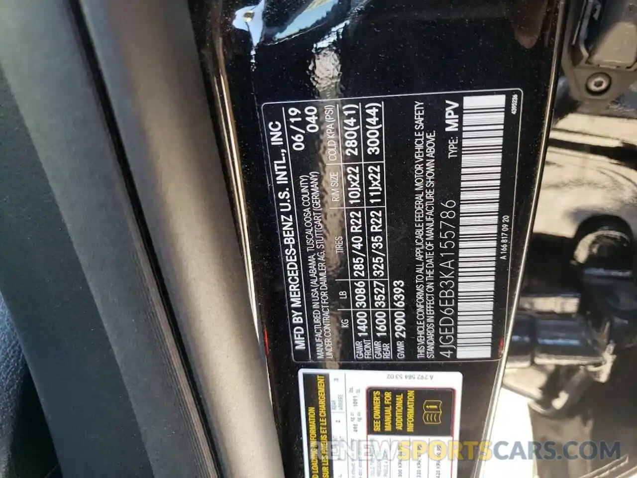 10 Photograph of a damaged car 4JGED6EB3KA155786 MERCEDES-BENZ GLE-CLASS 2019