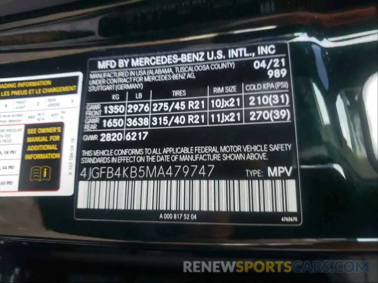 10 Фотография поврежденного автомобиля 4JGFB4KB5MA479747 MERCEDES-BENZ GLE-CLASS 2021