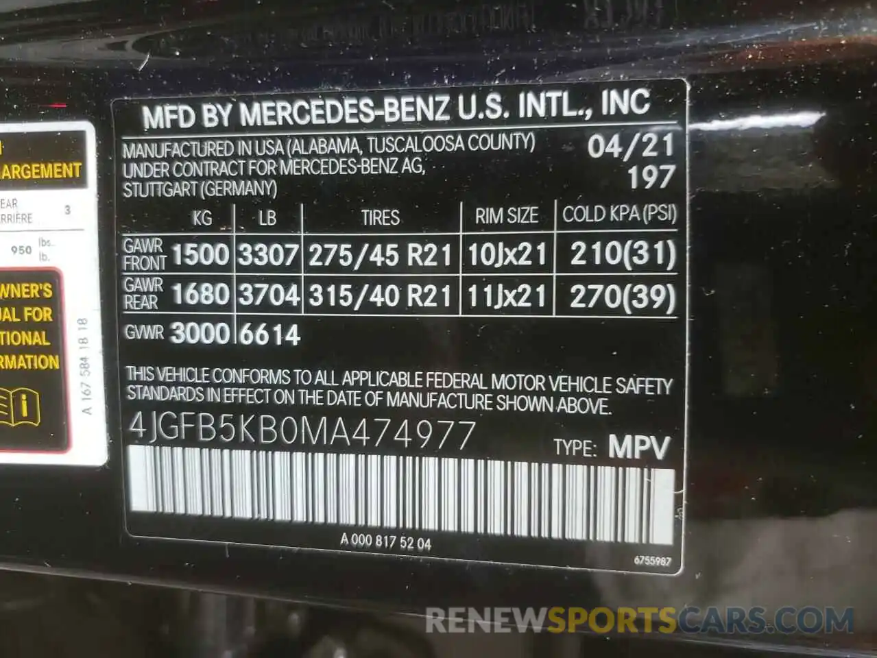 10 Фотография поврежденного автомобиля 4JGFB5KB0MA474977 MERCEDES-BENZ GLE-CLASS 2021