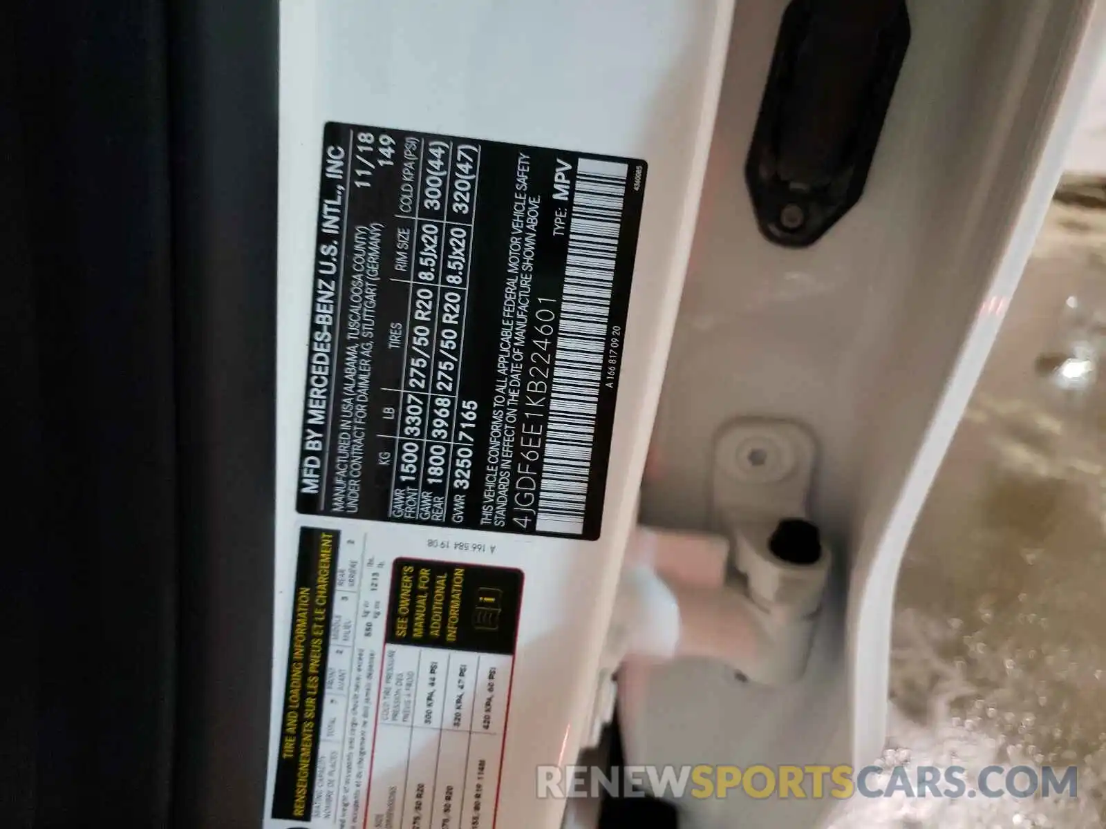 10 Photograph of a damaged car 4JGDF6EE1KB224601 MERCEDES-BENZ GLS-CLASS 2019