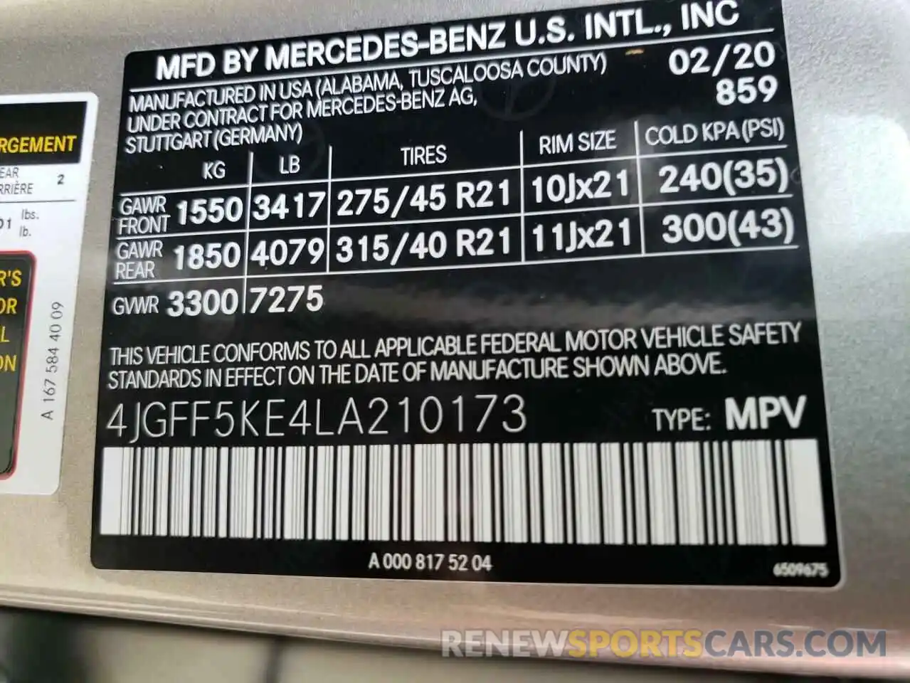 10 Фотография поврежденного автомобиля 4JGFF5KE4LA210173 MERCEDES-BENZ GLS-CLASS 2020