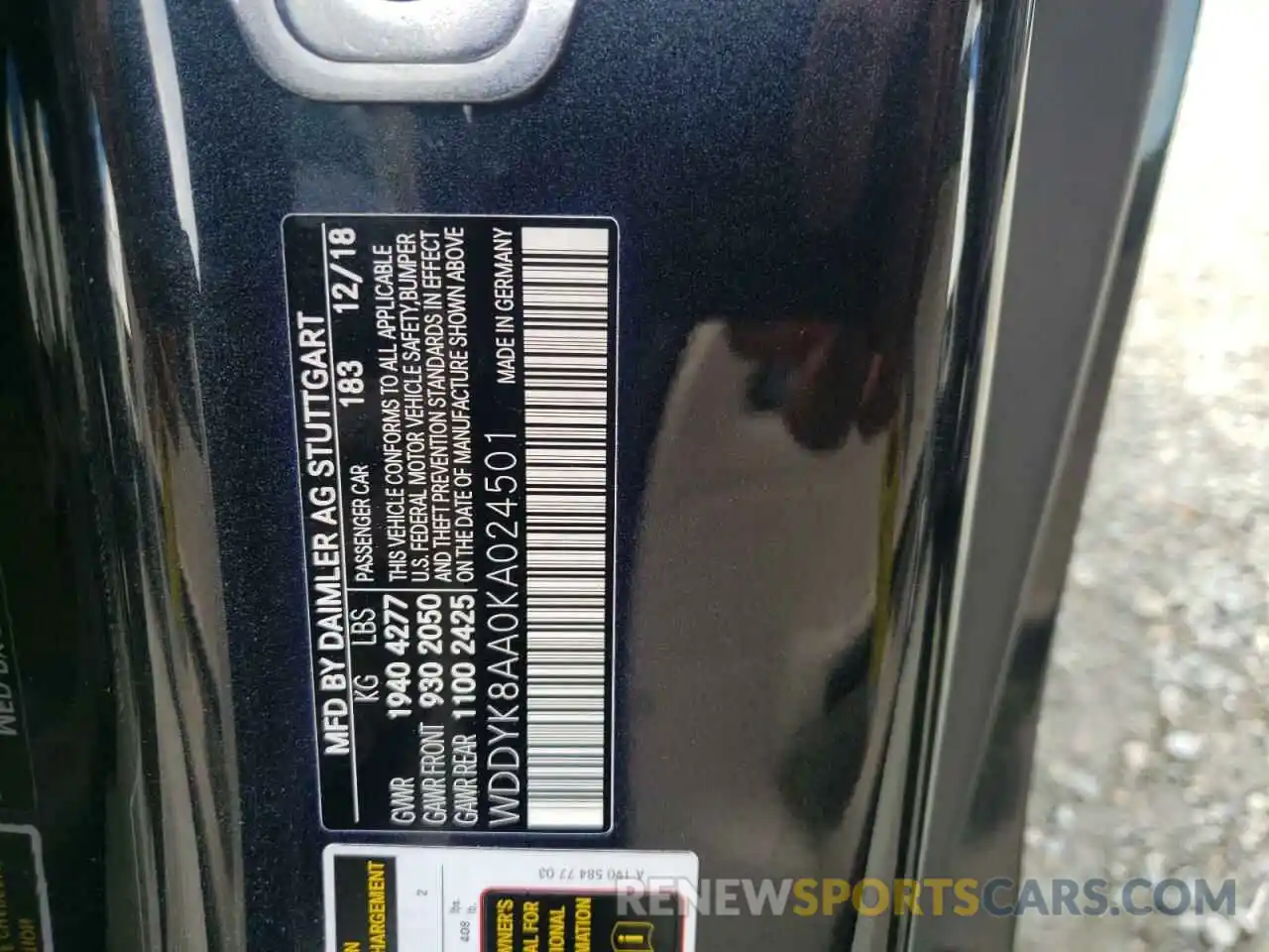 10 Photograph of a damaged car WDDYK8AA0KA024501 MERCEDES-BENZ GT-CLASS 2019