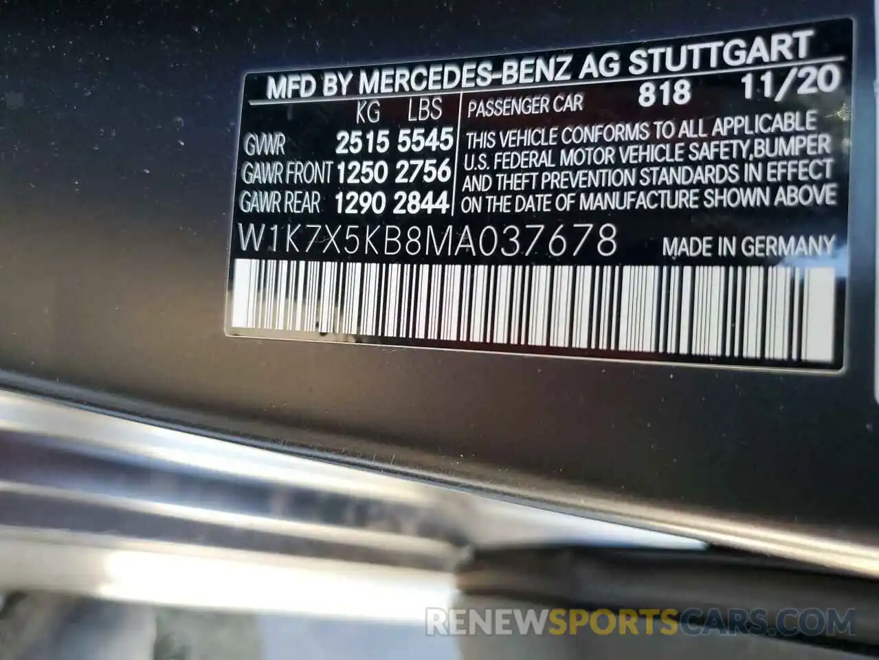 12 Photograph of a damaged car W1K7X5KB8MA037678 MERCEDES-BENZ GT-CLASS 2021