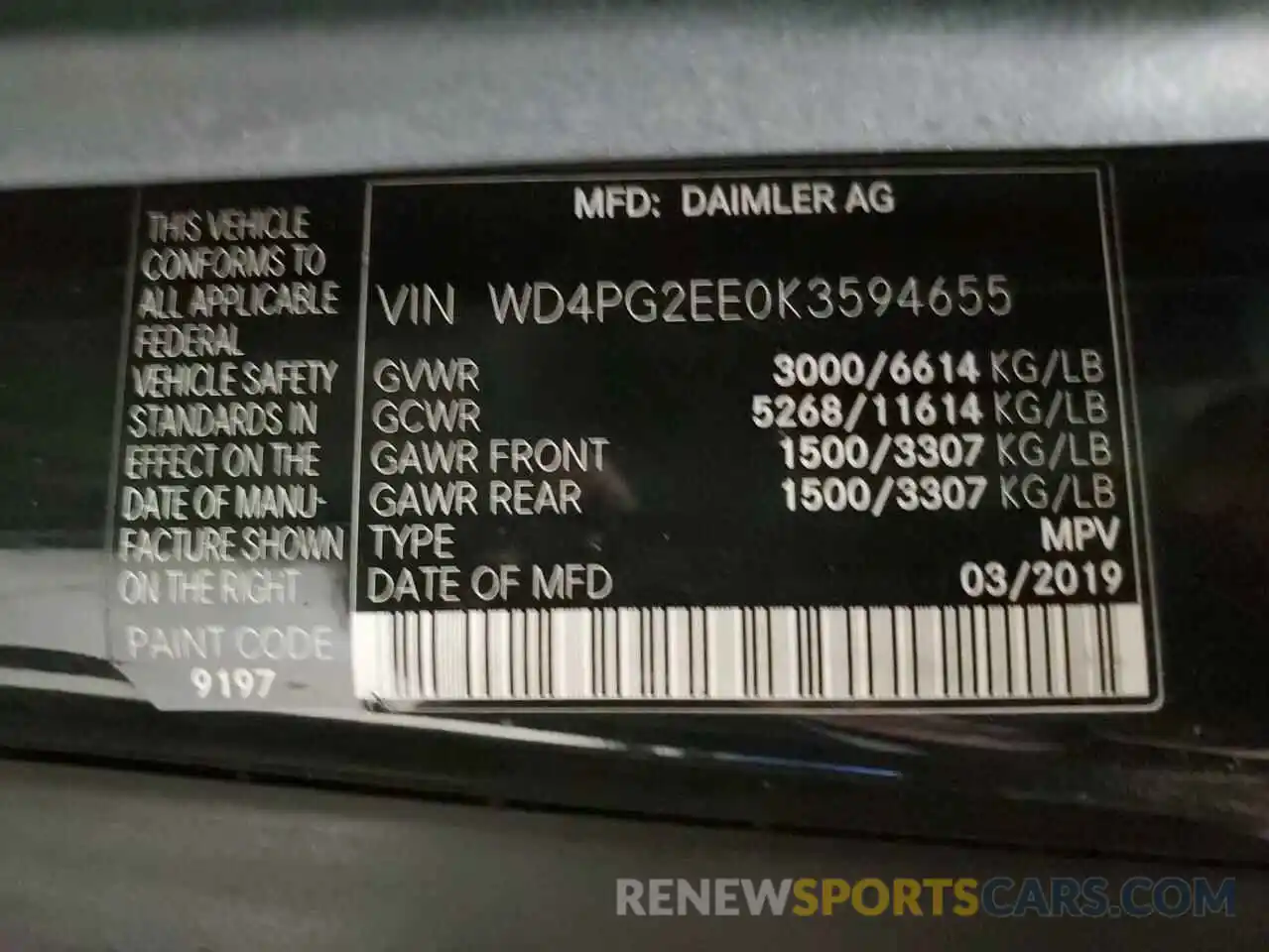 13 Photograph of a damaged car WD4PG2EE0K3594655 MERCEDES-BENZ METRIS 2019