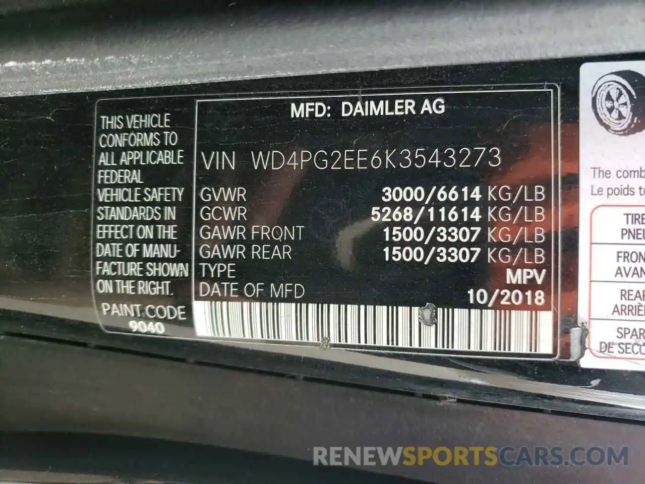 13 Photograph of a damaged car WD4PG2EE6K3543273 MERCEDES-BENZ METRIS 2019
