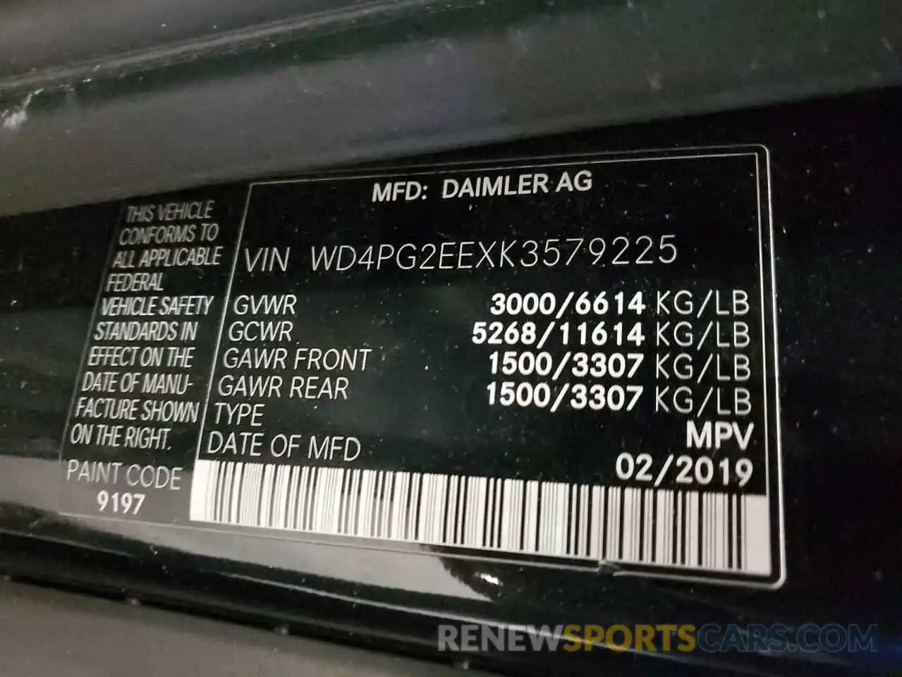 13 Photograph of a damaged car WD4PG2EEXK3579225 MERCEDES-BENZ METRIS 2019