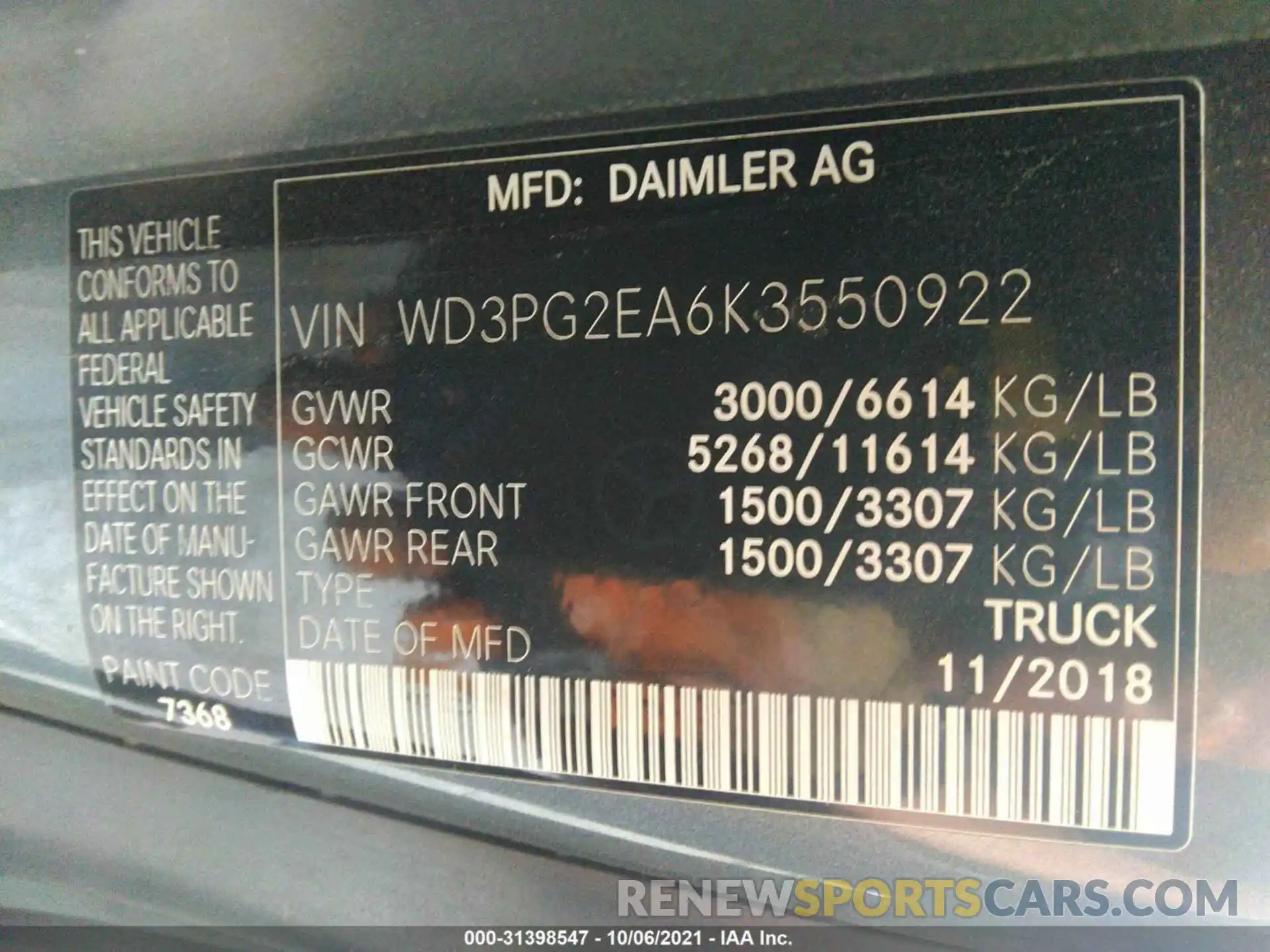 9 Photograph of a damaged car WD3PG2EA6K3550922 MERCEDES-BENZ METRIS CARGO VAN 2019