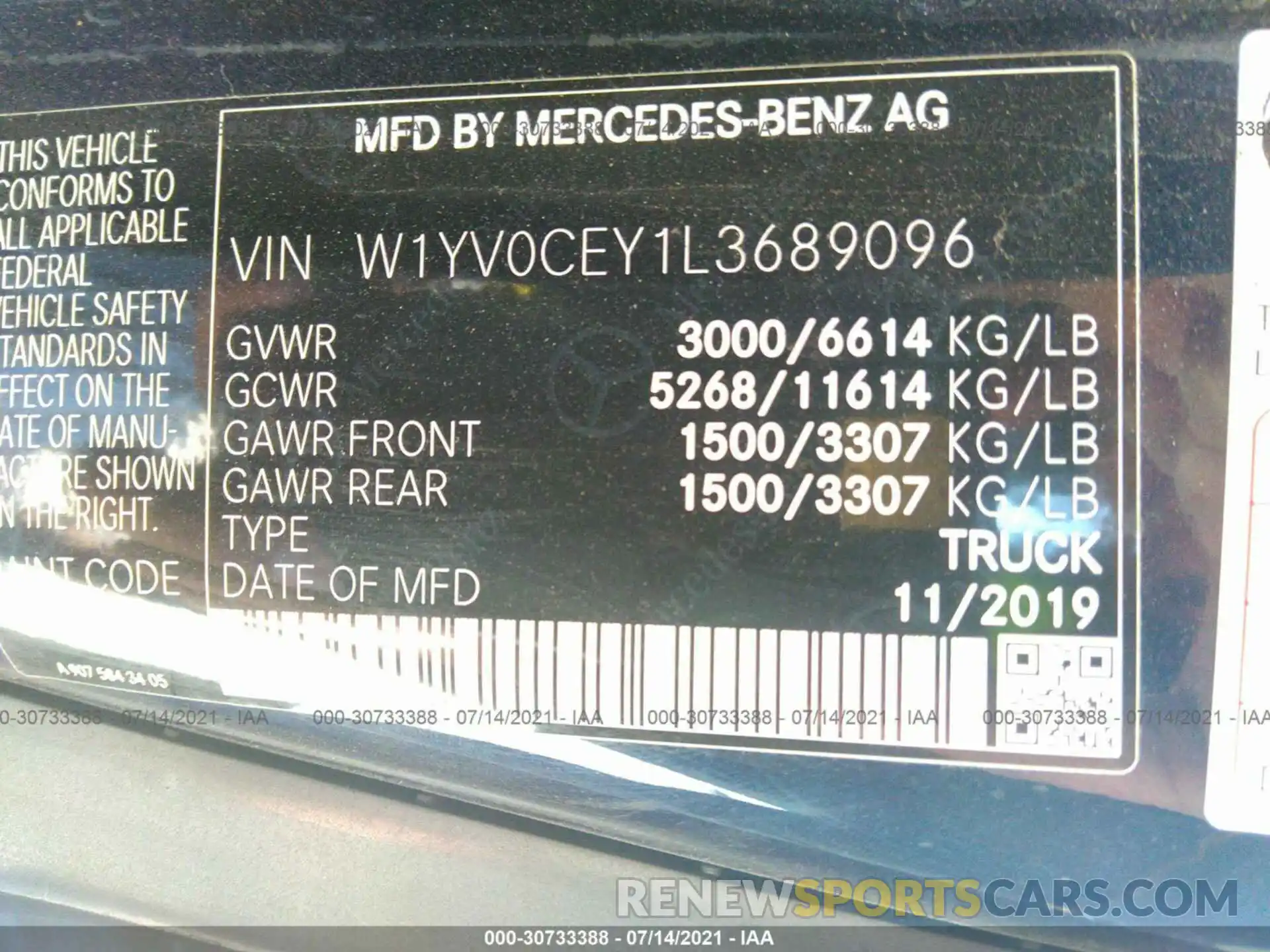 9 Фотография поврежденного автомобиля W1YV0CEY1L3689096 MERCEDES-BENZ METRIS CARGO VAN 2020