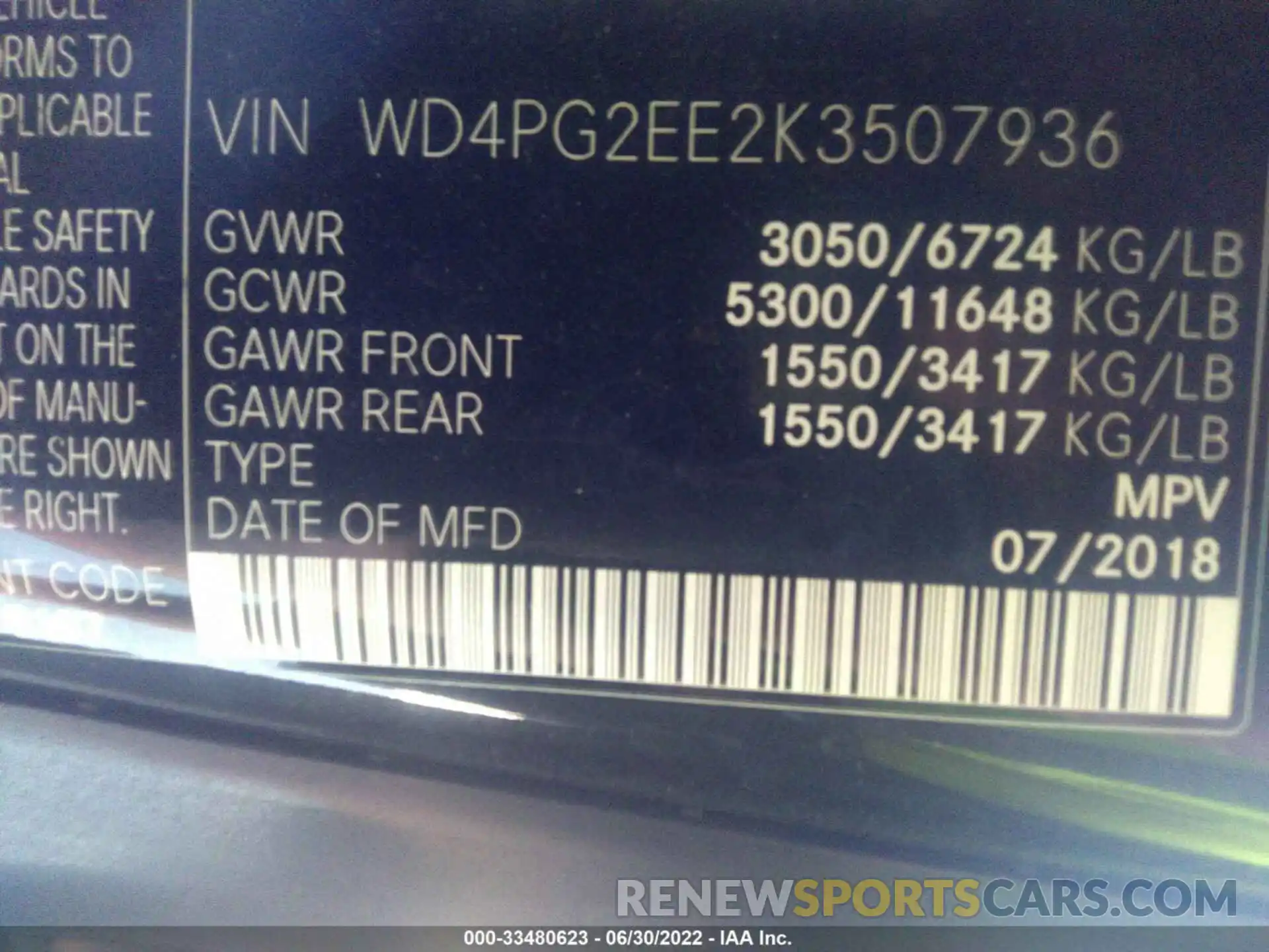 9 Photograph of a damaged car WD4PG2EE2K3507936 MERCEDES-BENZ METRIS PASSENGER VAN 2019