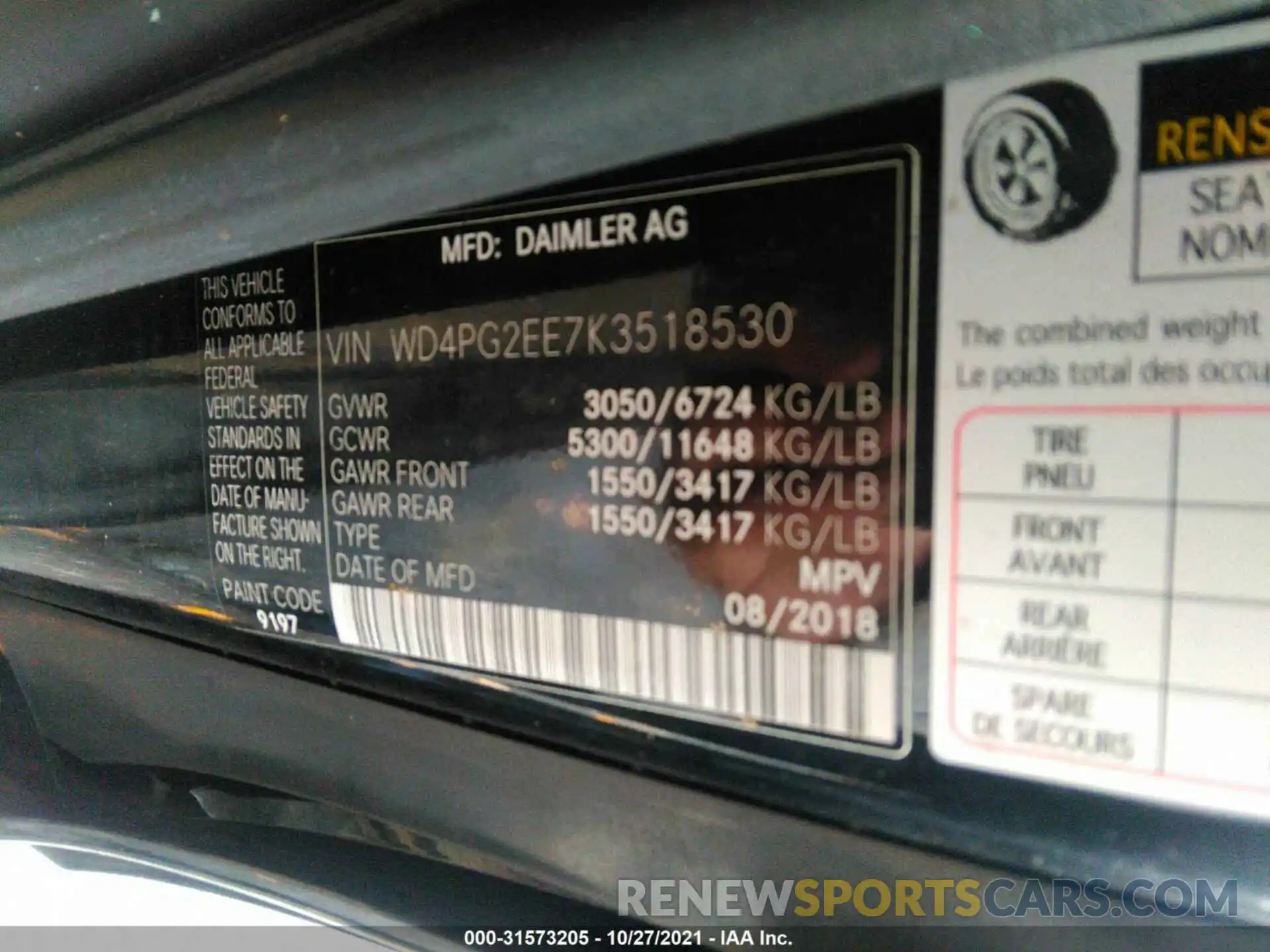 9 Фотография поврежденного автомобиля WD4PG2EE7K3518530 MERCEDES-BENZ METRIS PASSENGER VAN 2019