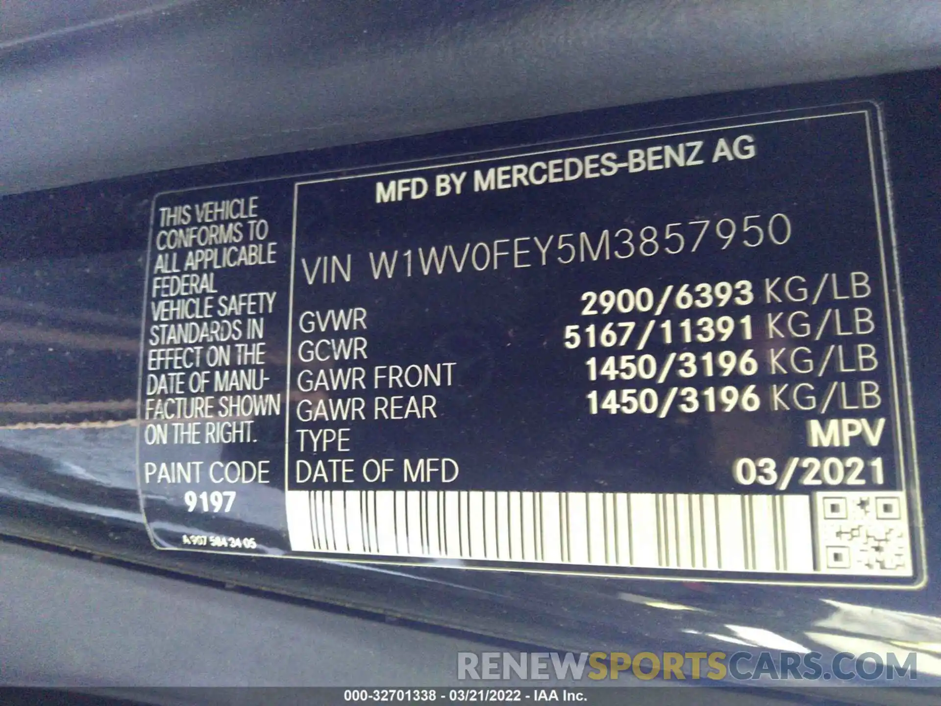 9 Photograph of a damaged car W1WV0FEY5M3857950 MERCEDES-BENZ METRIS PASSENGER VAN 2021