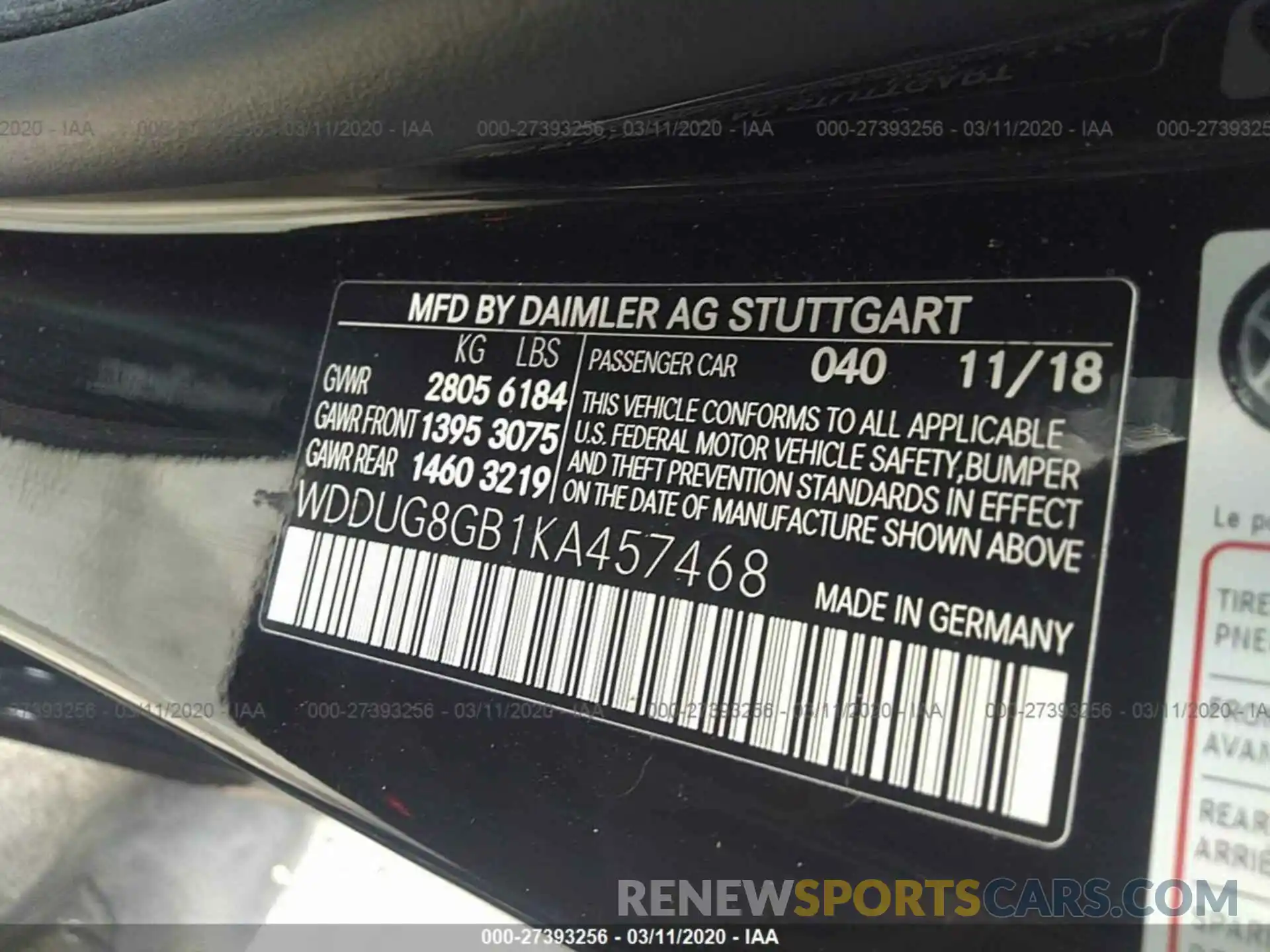 9 Photograph of a damaged car WDDUG8GB1KA457468 MERCEDES-BENZ S 2019